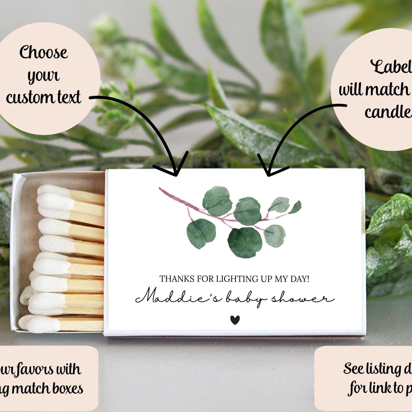 Eucalyptus Baby Shower Tins - Set of 10 - The Dancing Wick