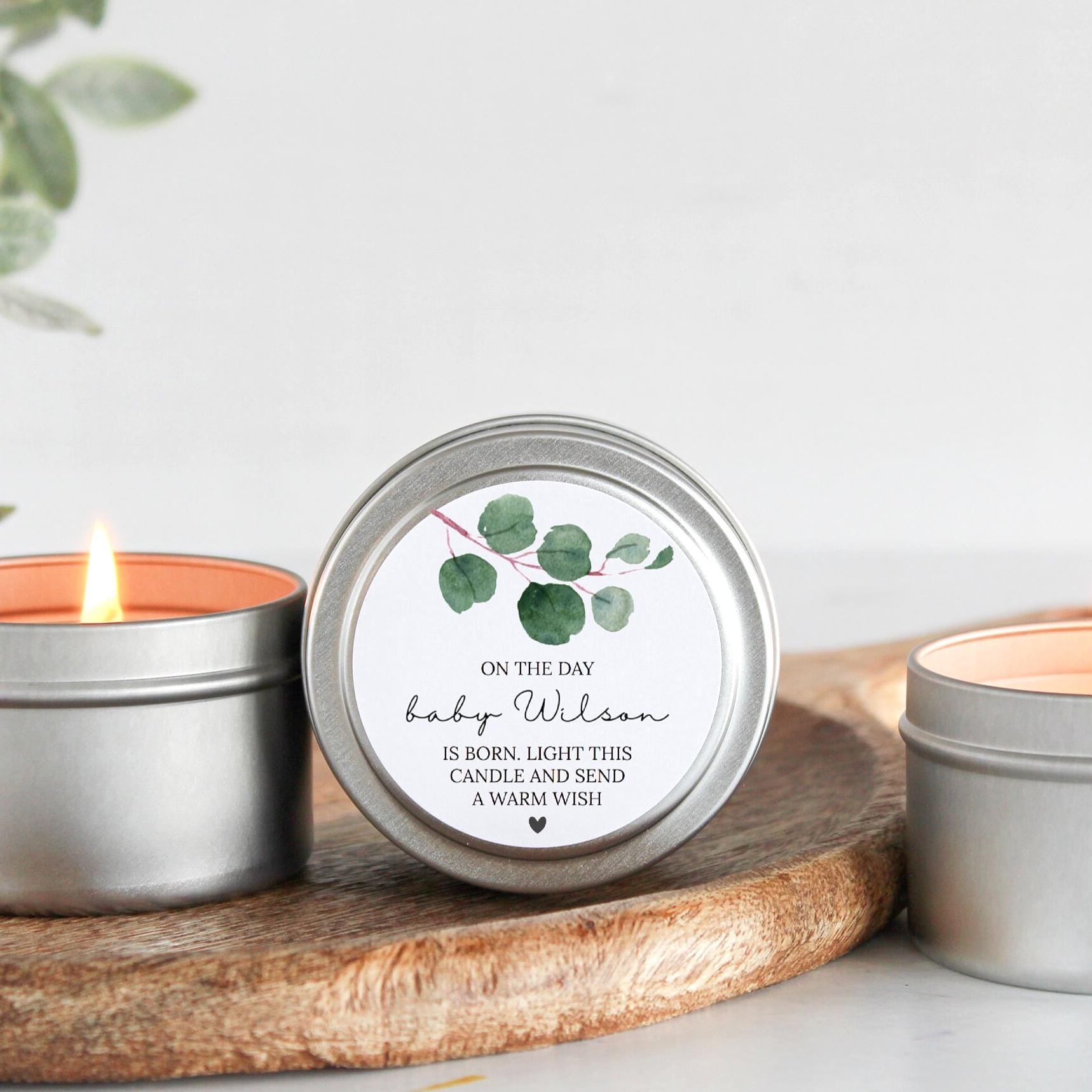 Eucalyptus Baby Shower Tins - Set of 10 - The Dancing Wick