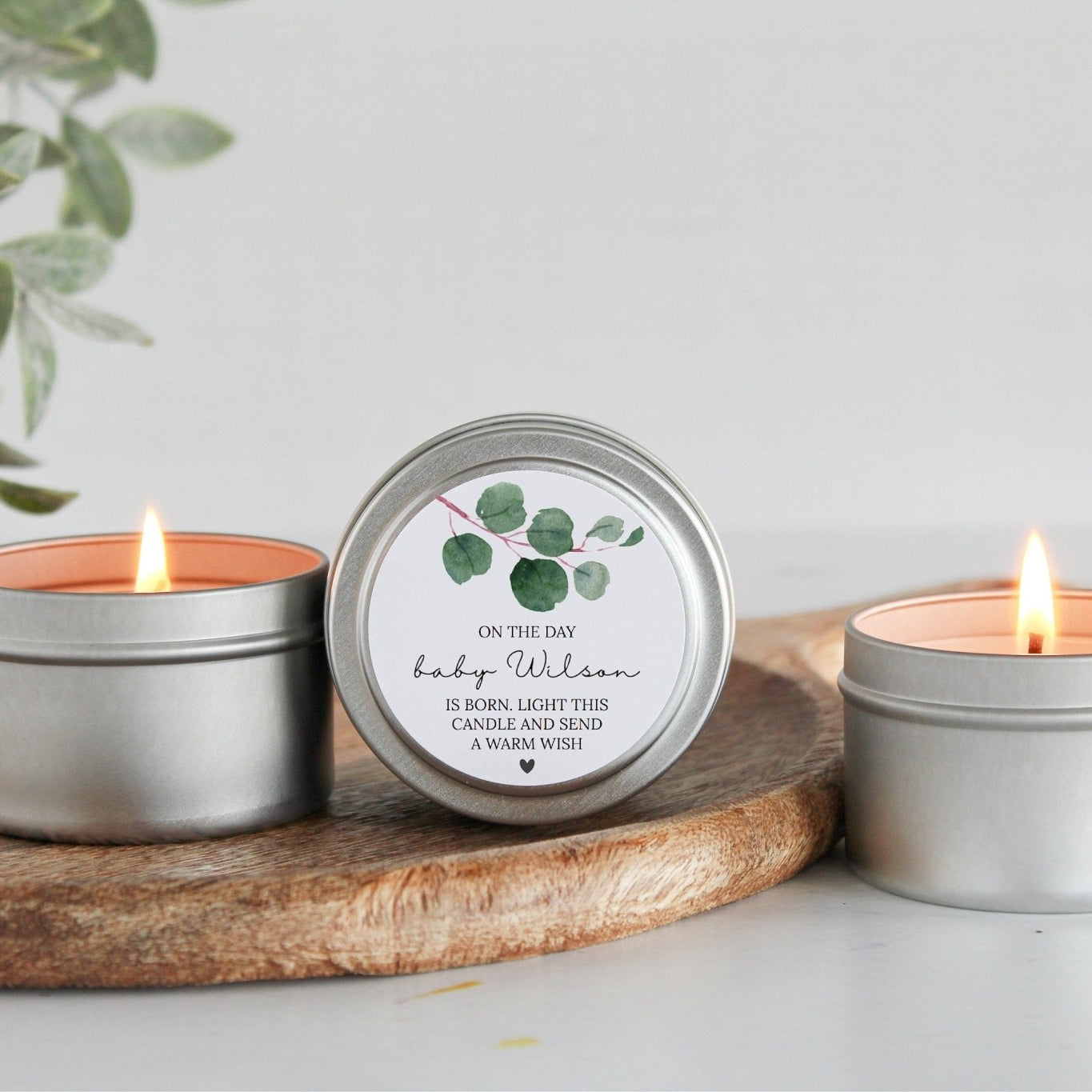 Eucalyptus Baby Shower Tins - Set of 10 - The Dancing Wick