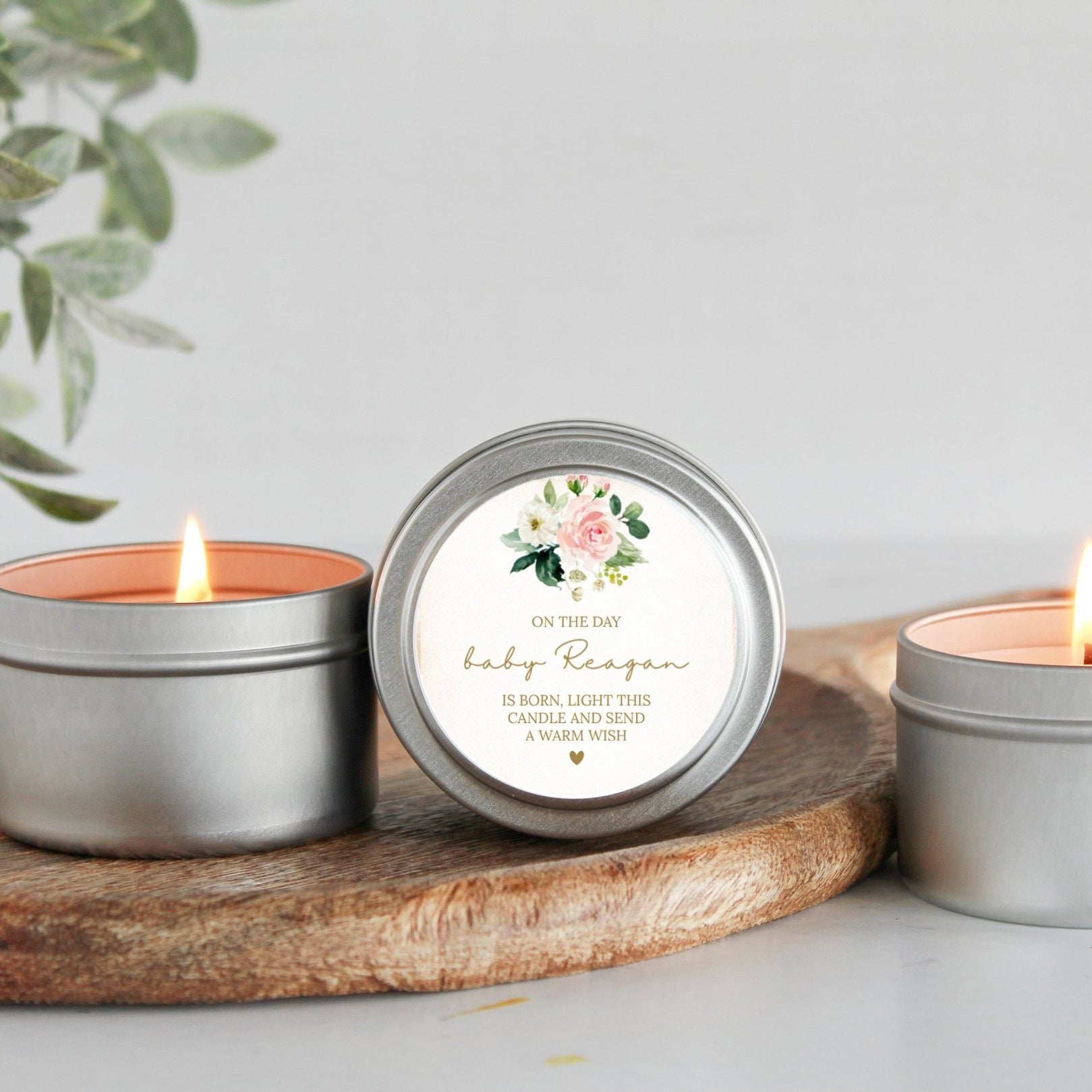 Eucalyptus Baby Shower Tins - Set of 10 - The Dancing Wick