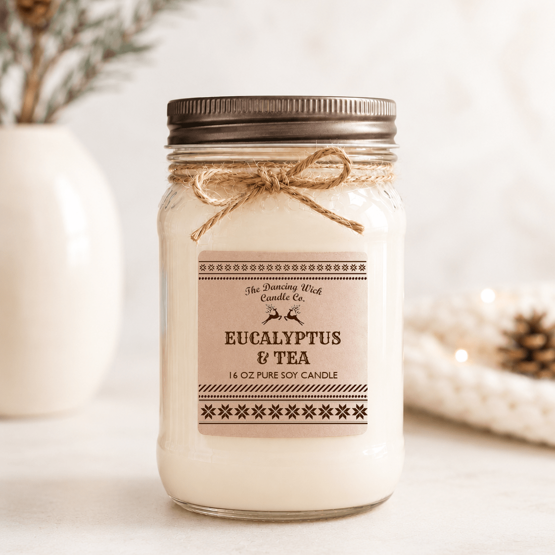 Eucalyptus & Tea - Kraft Winter Candle - The Dancing Wick