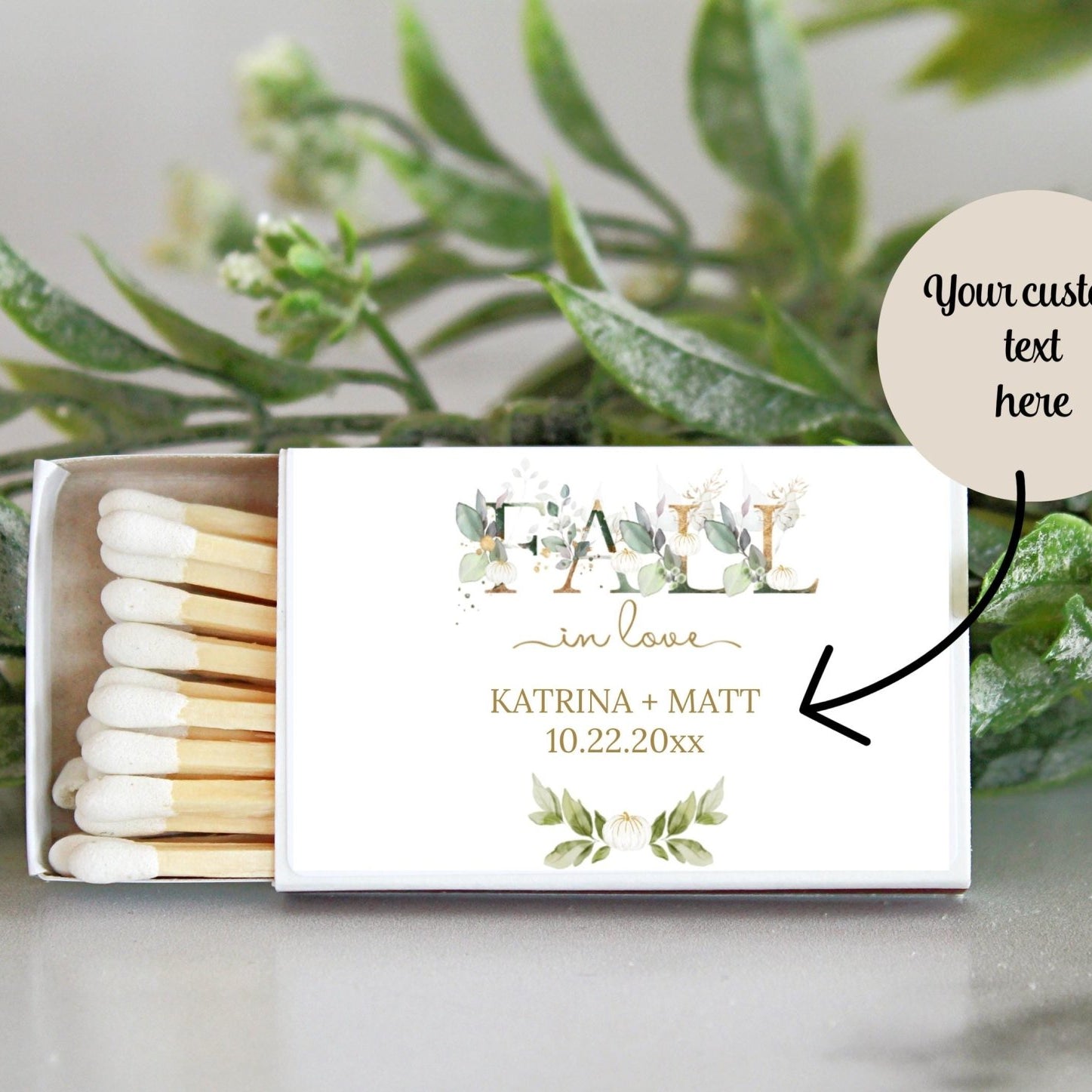 Fall In Love Wedding Match Boxes - Set of 10 - The Dancing Wick