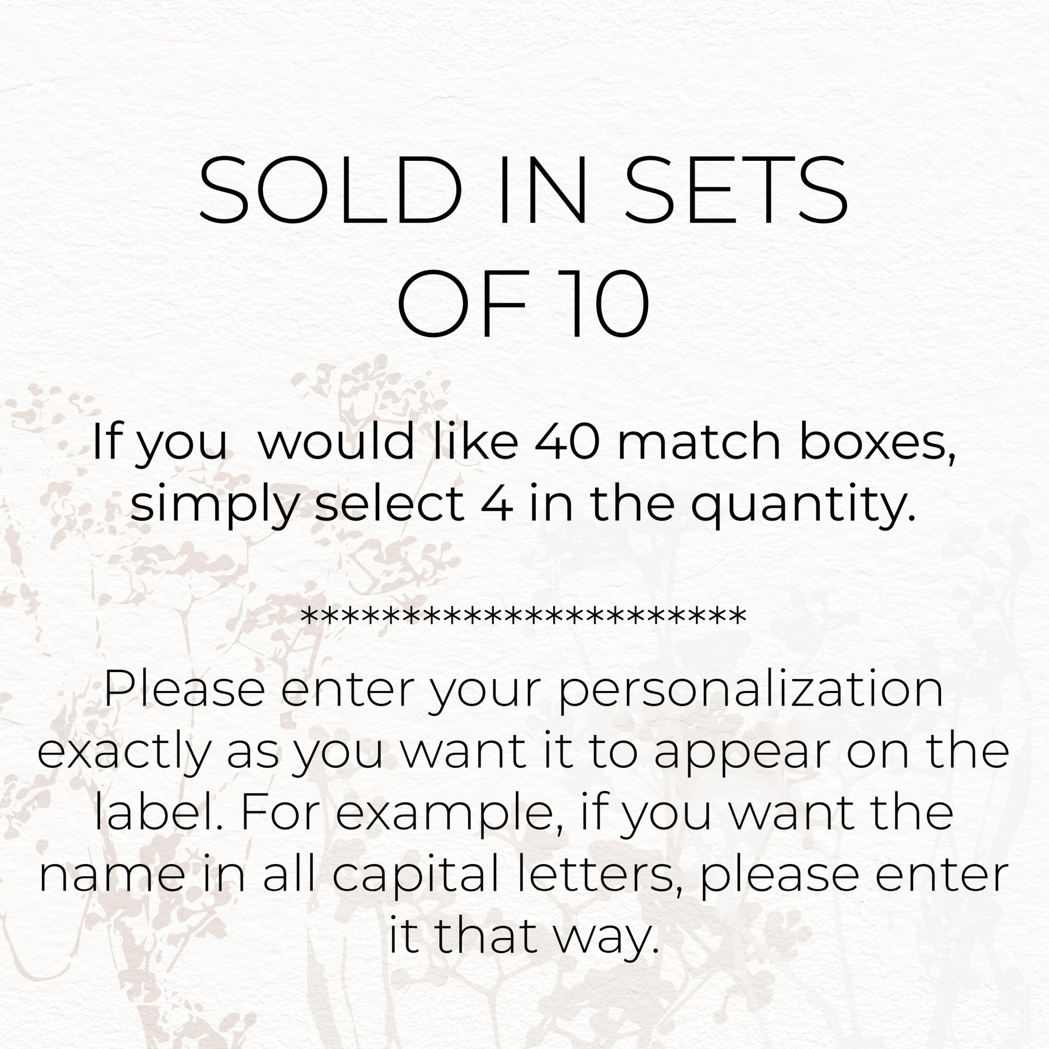 Floral Wedding Matches - Set of 10 - The Dancing Wick