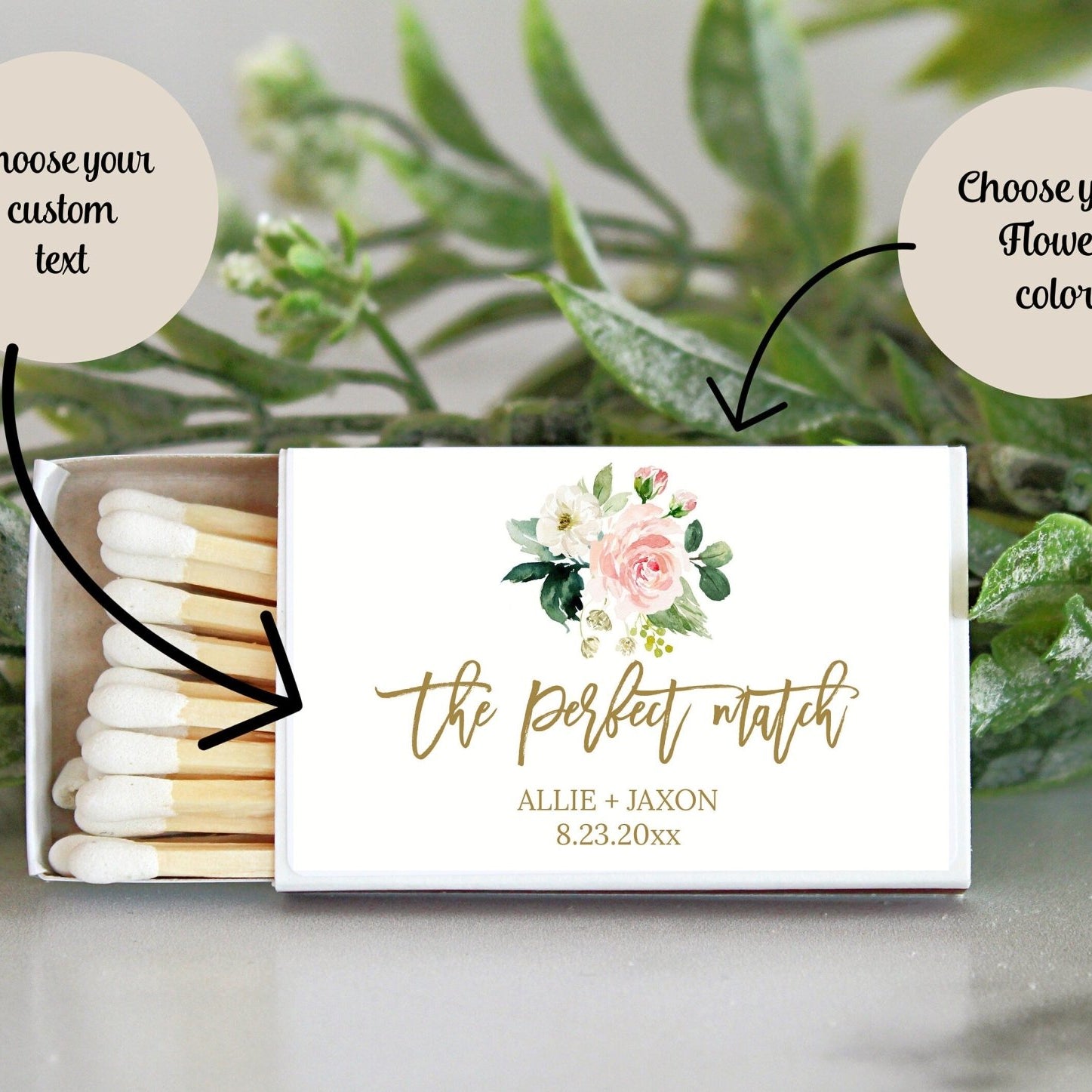 Floral Wedding Matches - Set of 10 - The Dancing Wick