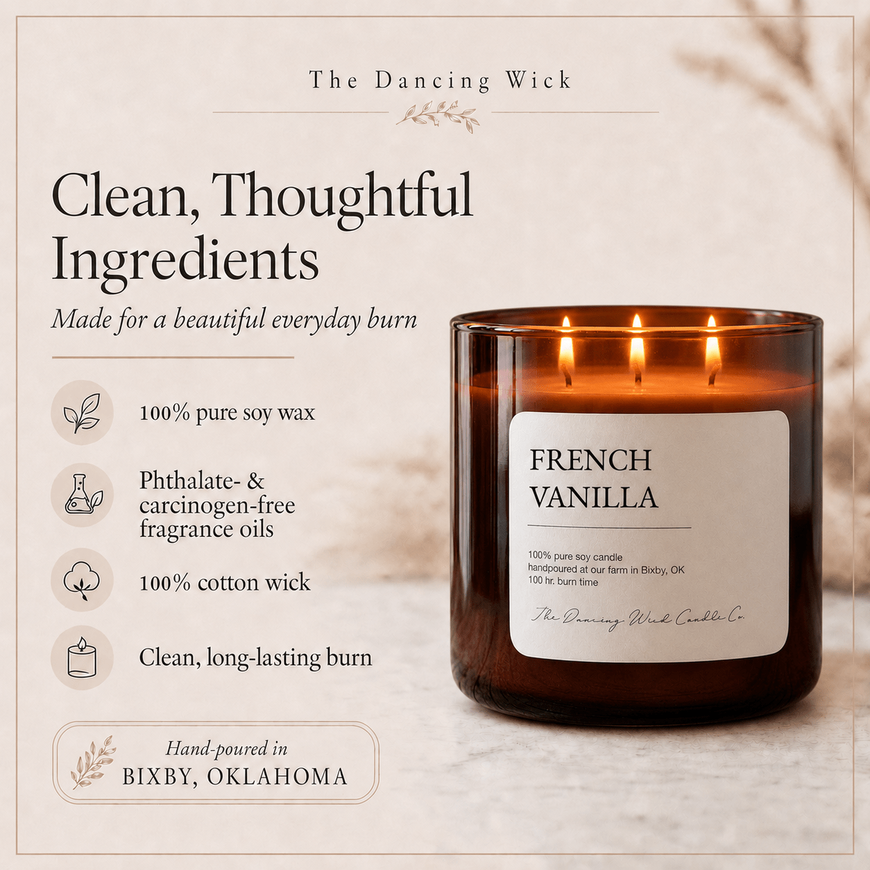 French Vanilla - 3 Wick Everyday Tumbler Candle - The Dancing Wick