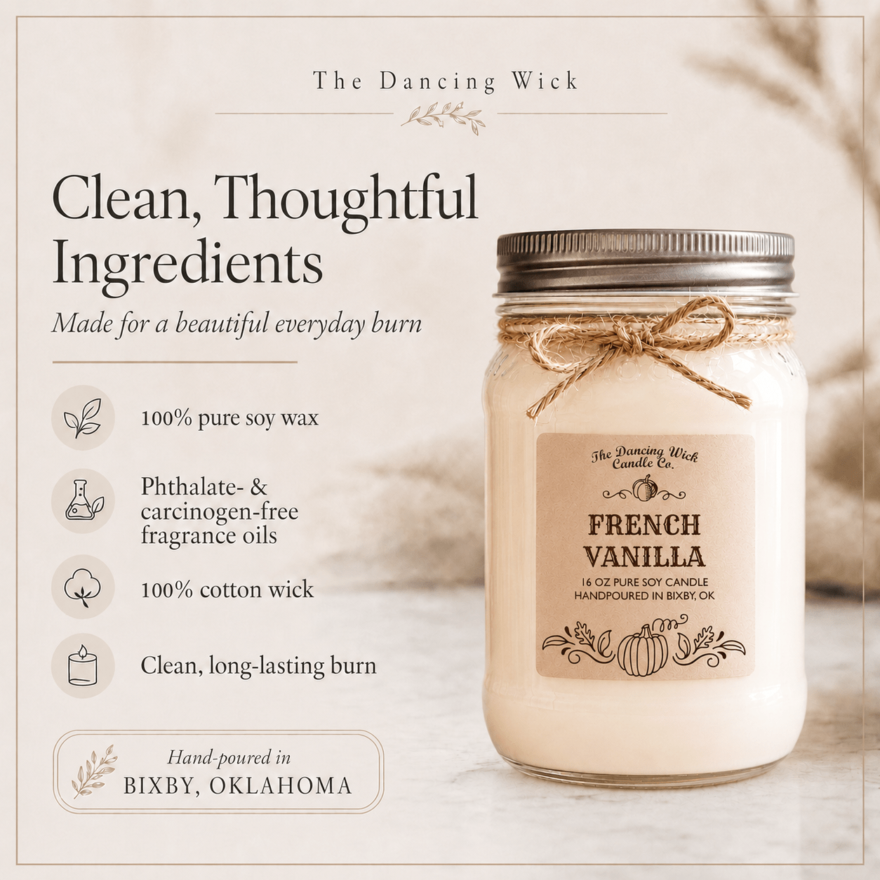 French Vanilla - Fall Candle - The Dancing Wick