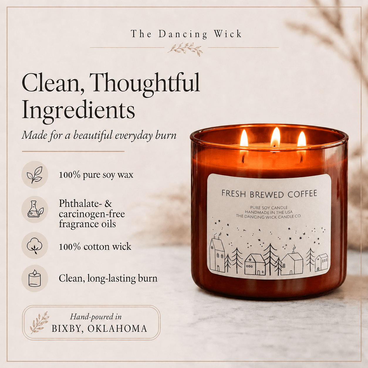 Fresh Brewed Coffee - 3 Wick Christmas Tumbler Candle - The Dancing Wick