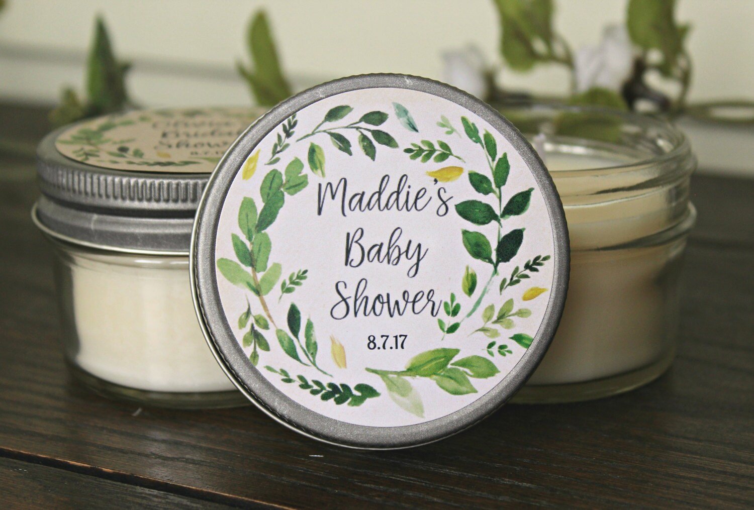 Greenery Baby Shower Favor - The Dancing Wick