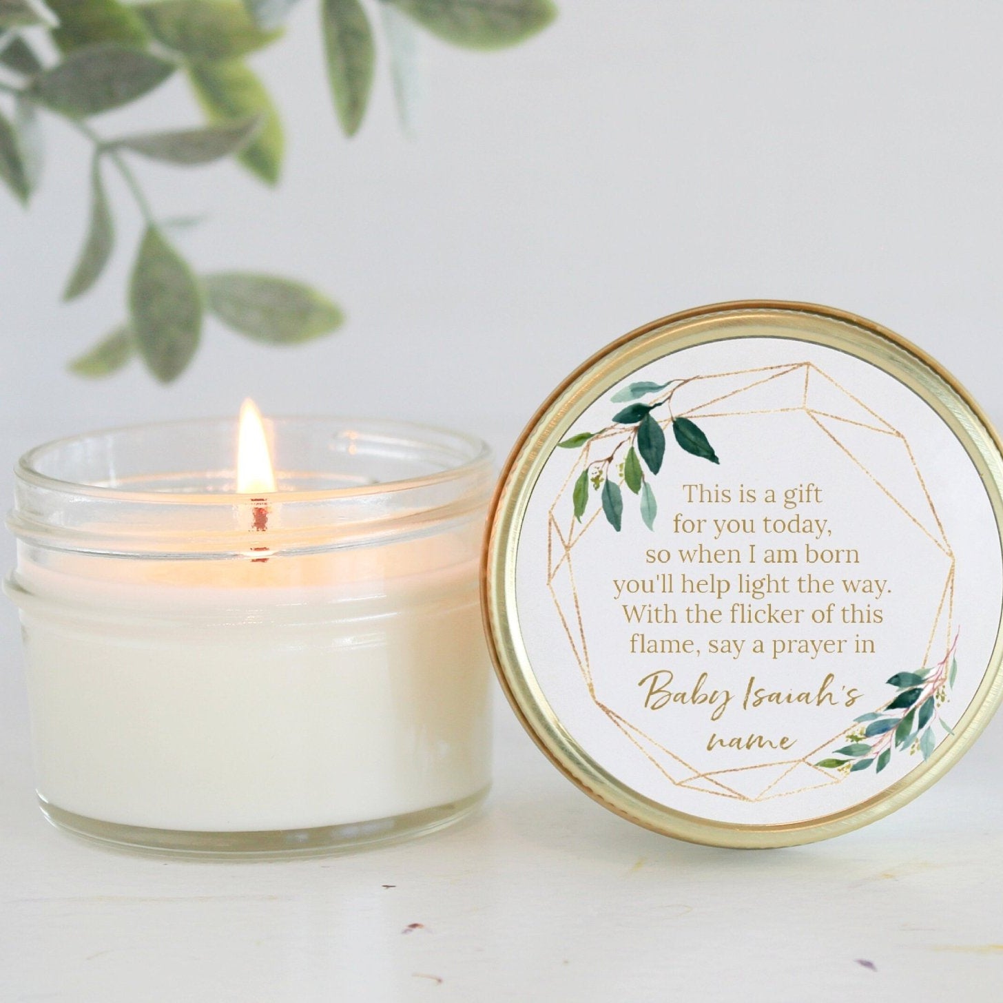 Greenery Baby Shower Poem Favor - The Dancing Wick