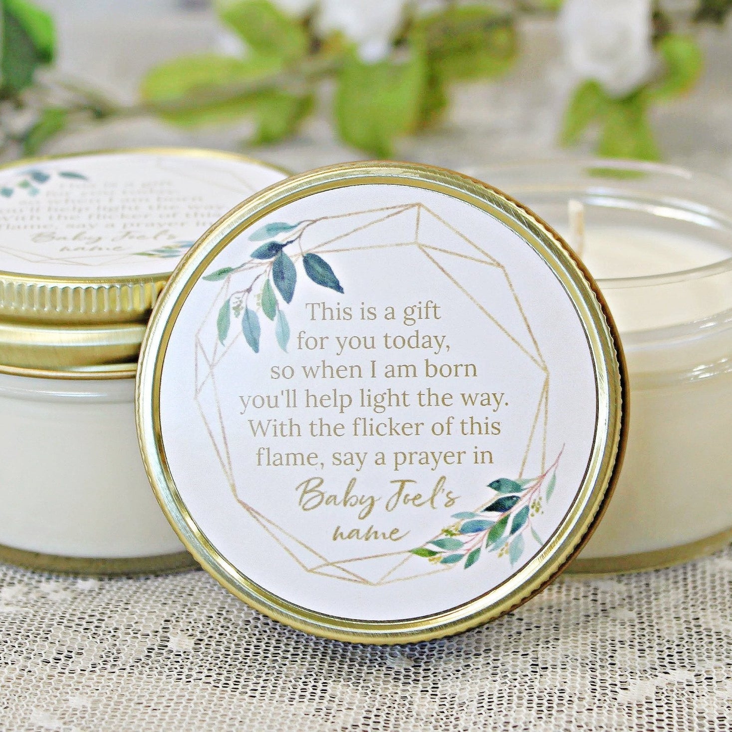 Greenery Baby Shower Poem Favor - The Dancing Wick