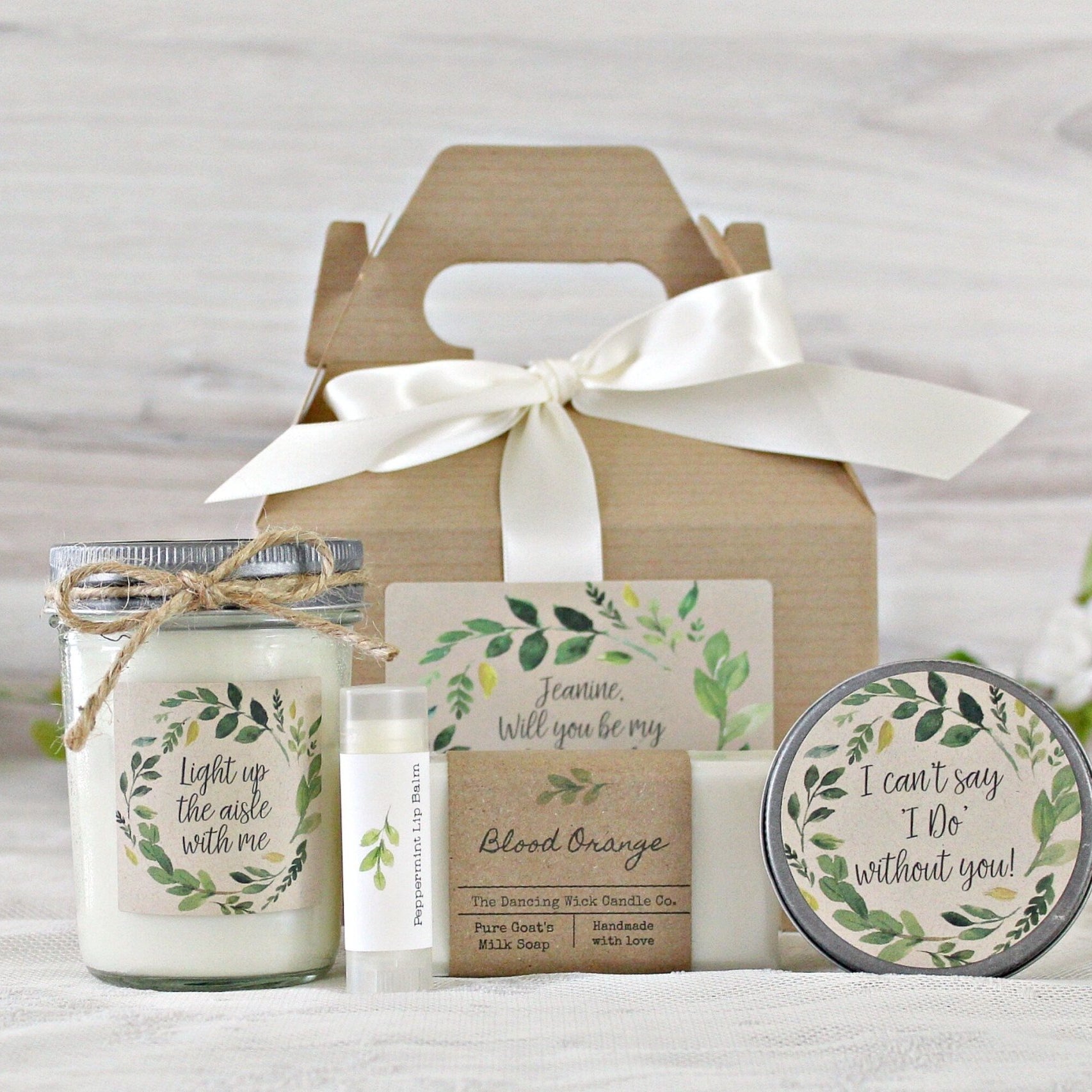 Greenery Light Up Wedding Gift Box - The Dancing Wick