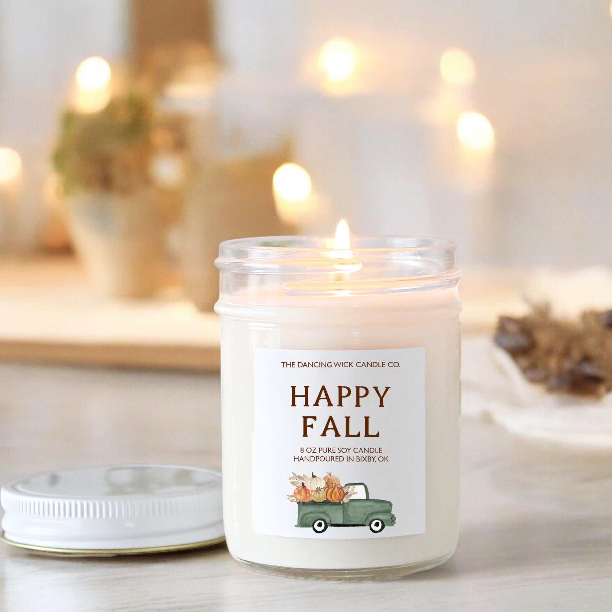 Happy Fall Green Truck Candle - The Dancing Wick