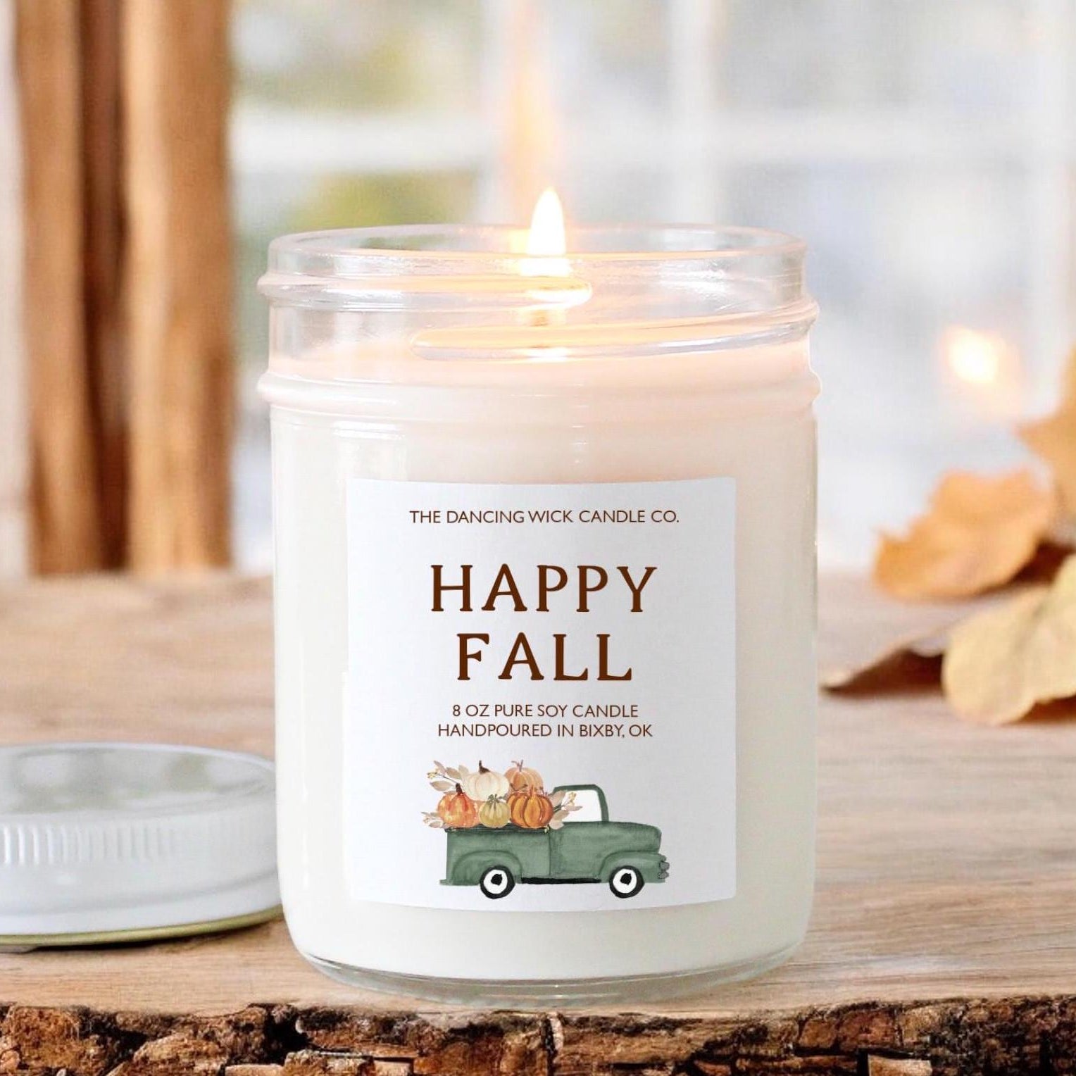 Happy Fall Green Truck Candle - The Dancing Wick