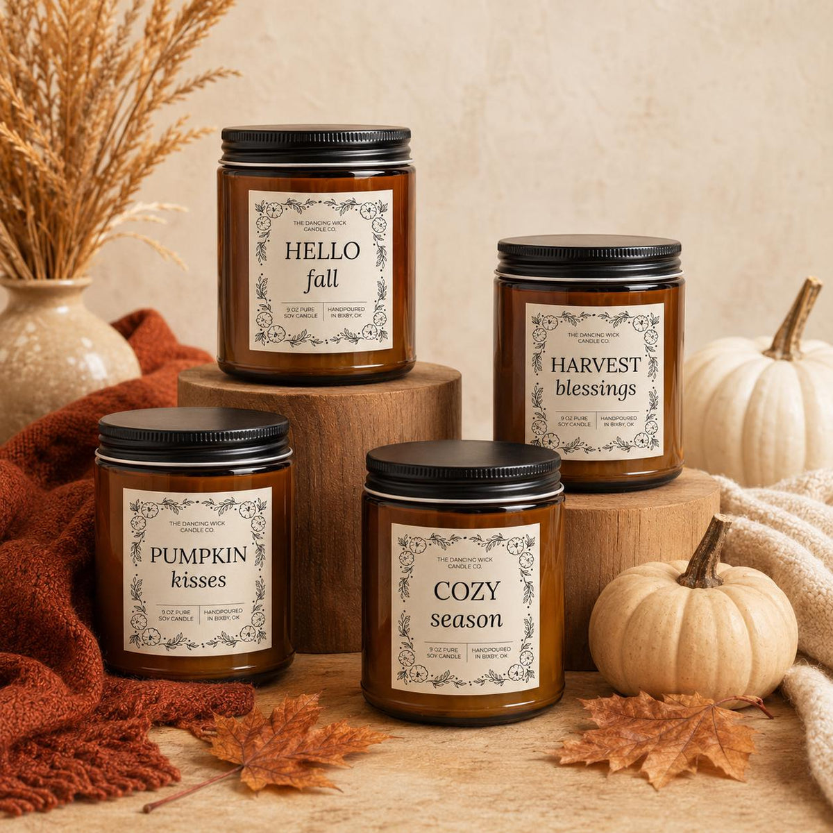 Hello Fall Amber Candle - The Dancing Wick