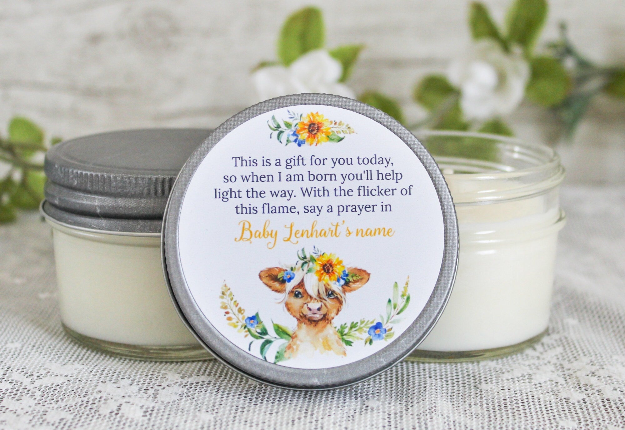 Highland Cow Baby Shower Favor - The Dancing Wick