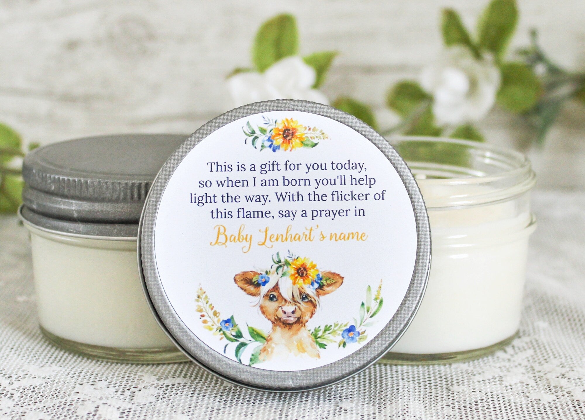 Highland Cow Baby Shower Favor - The Dancing Wick