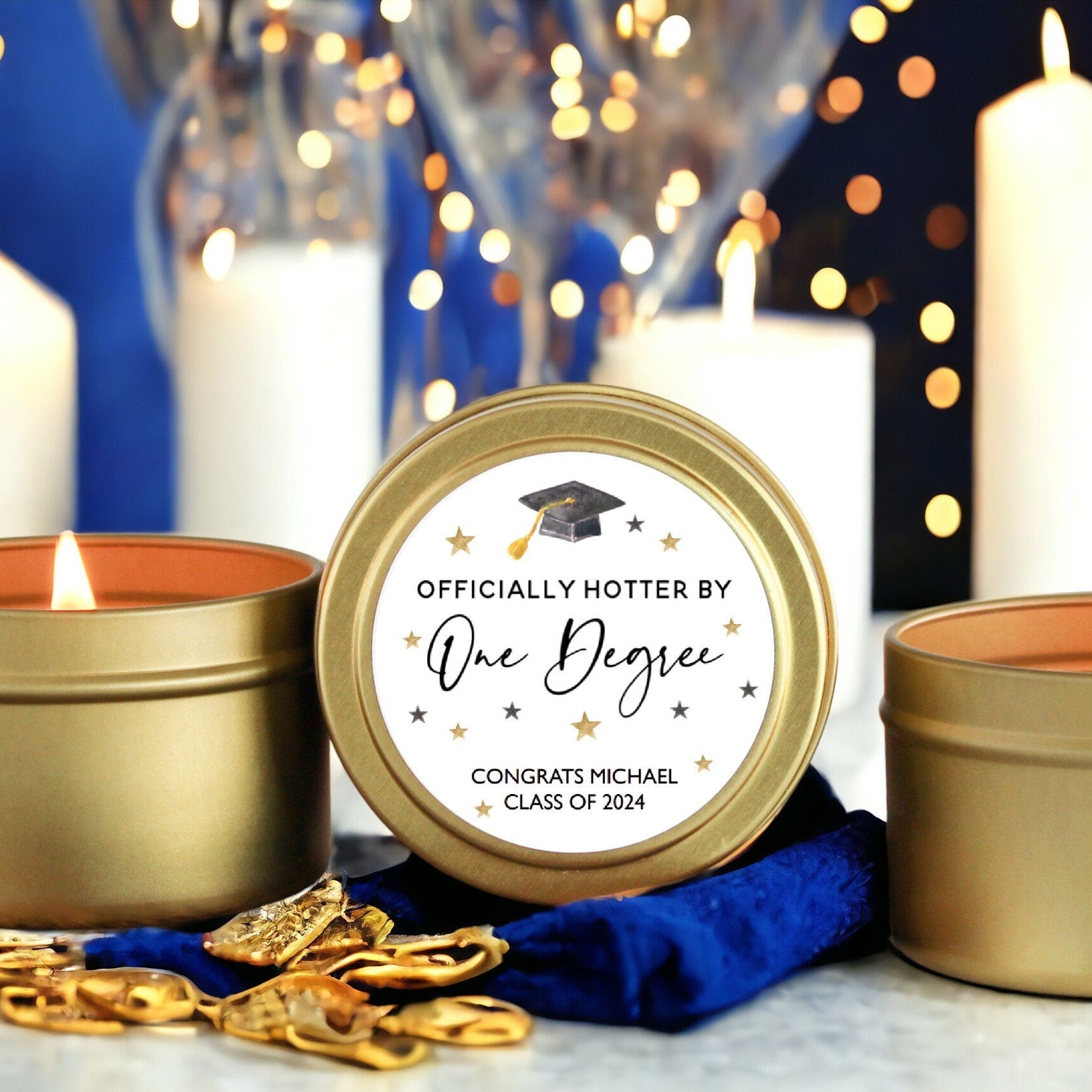 Hotter by One Degree Graduation Party Tins- Set of 10 - The Dancing Wick