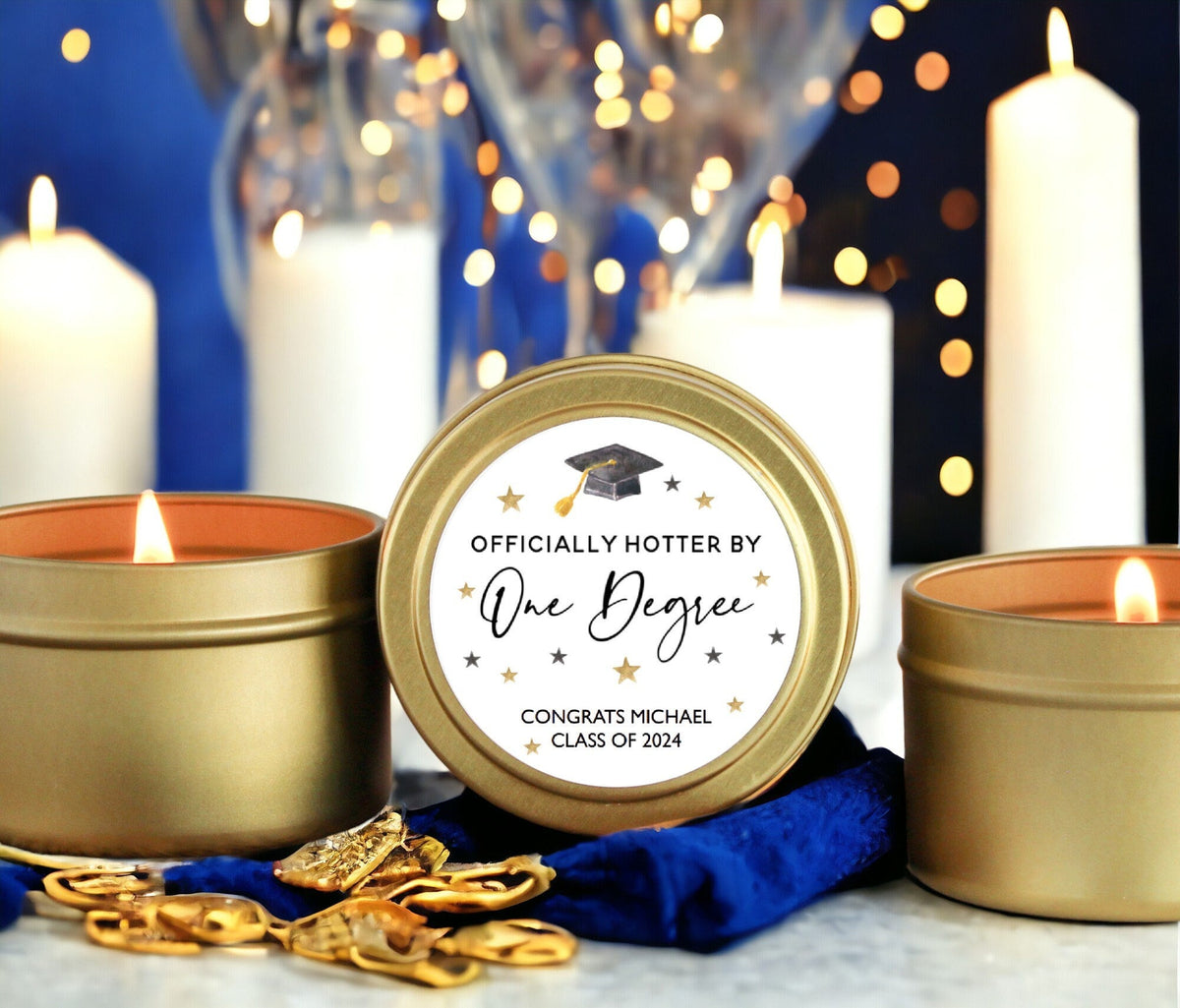 Hotter by One Degree Graduation Party Tins- Set of 10 - The Dancing Wick