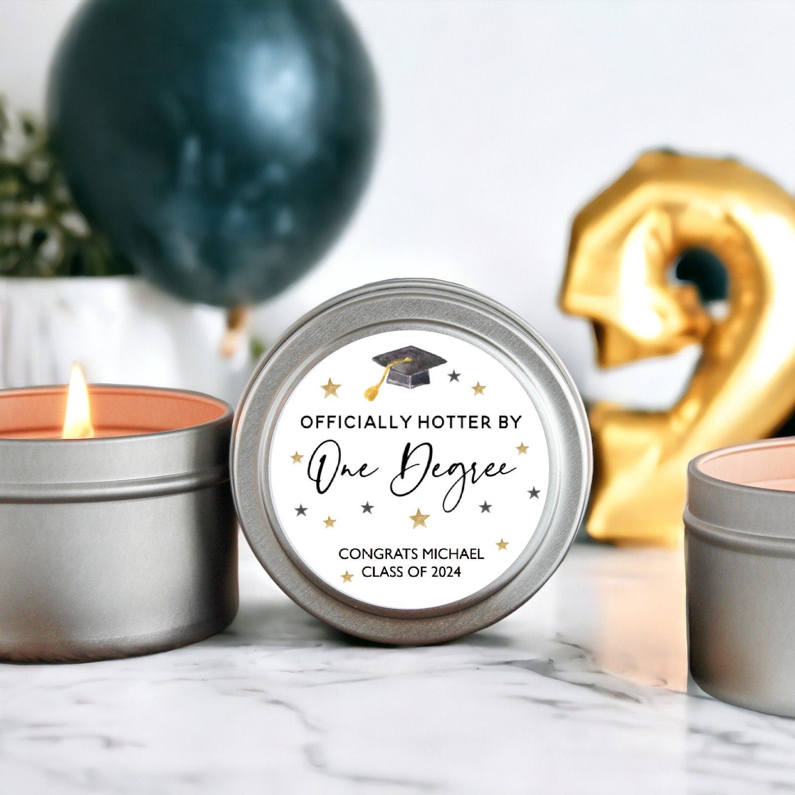 Hotter by One Degree Graduation Party Tins- Set of 10 - The Dancing Wick