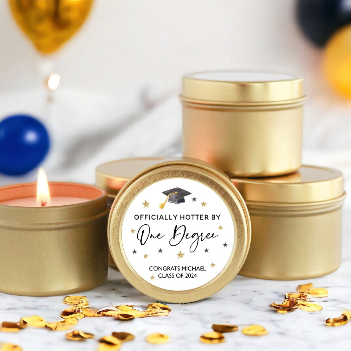 Hotter by One Degree Graduation Party Tins- Set of 10 - The Dancing Wick