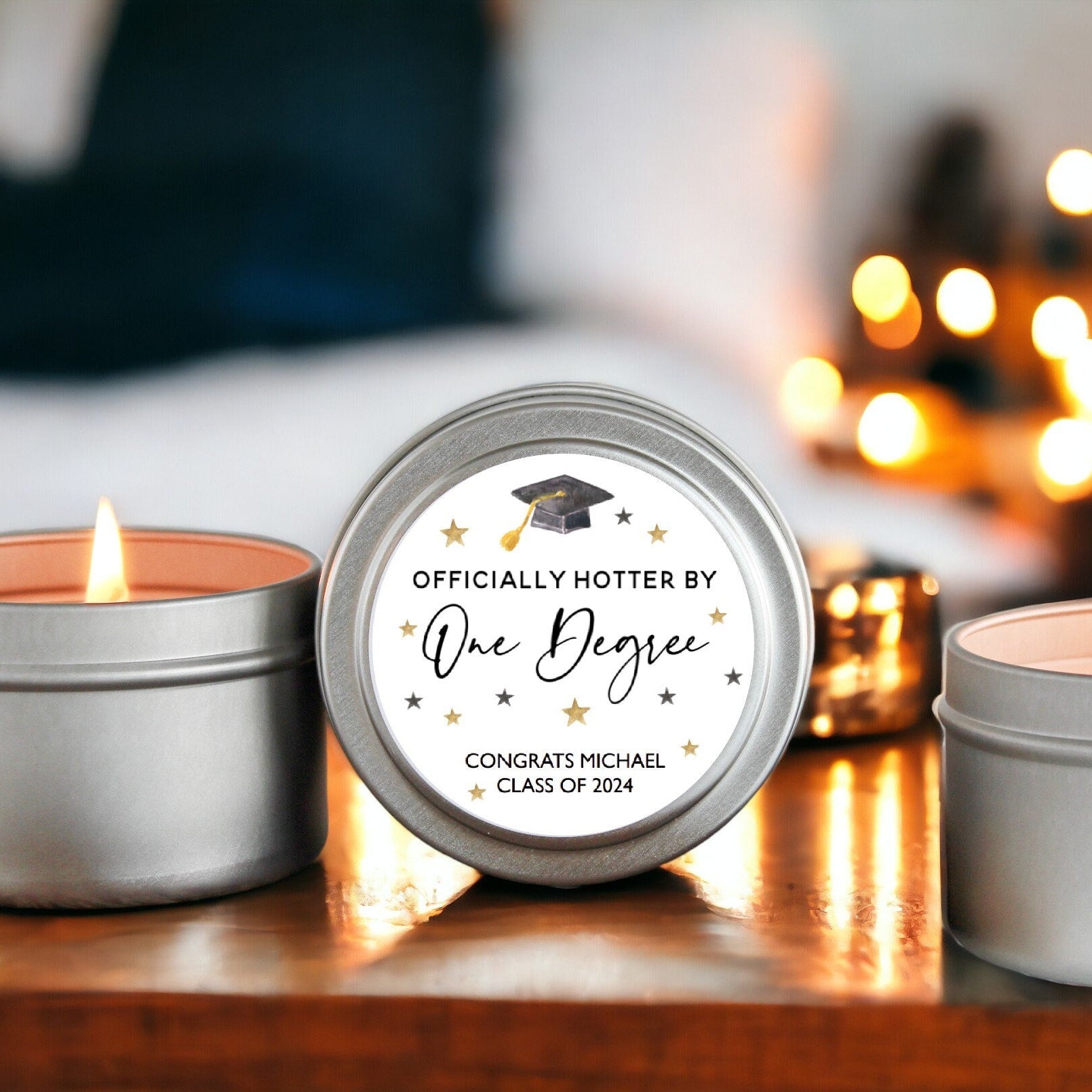Hotter by One Degree Graduation Party Tins- Set of 10 - The Dancing Wick