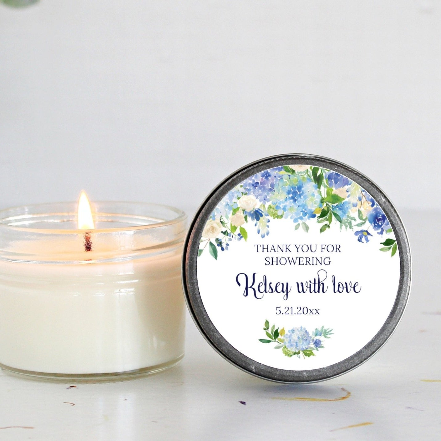 Hydrangea Bridal Shower Favors - The Dancing Wick