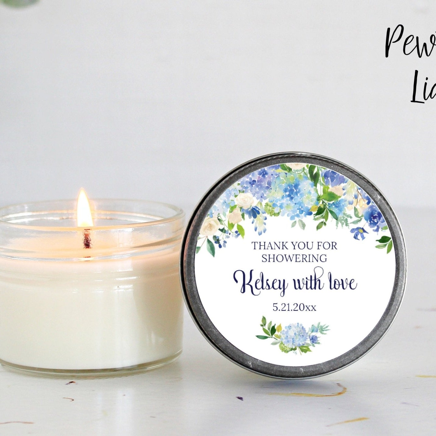 Hydrangea Bridal Shower Favors - The Dancing Wick