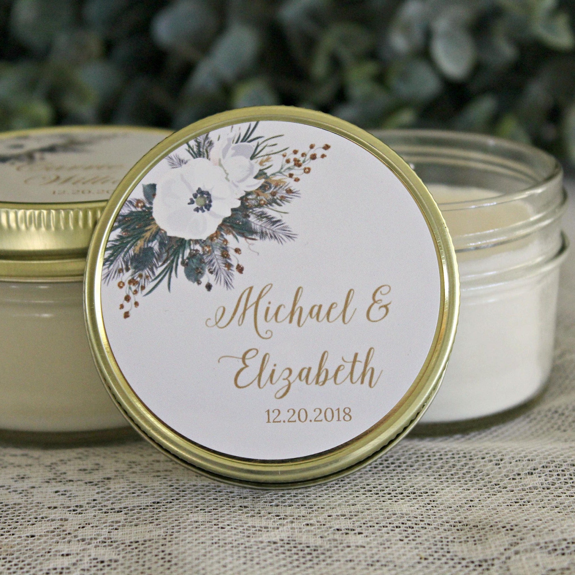 Evergreen & White Floral Favor