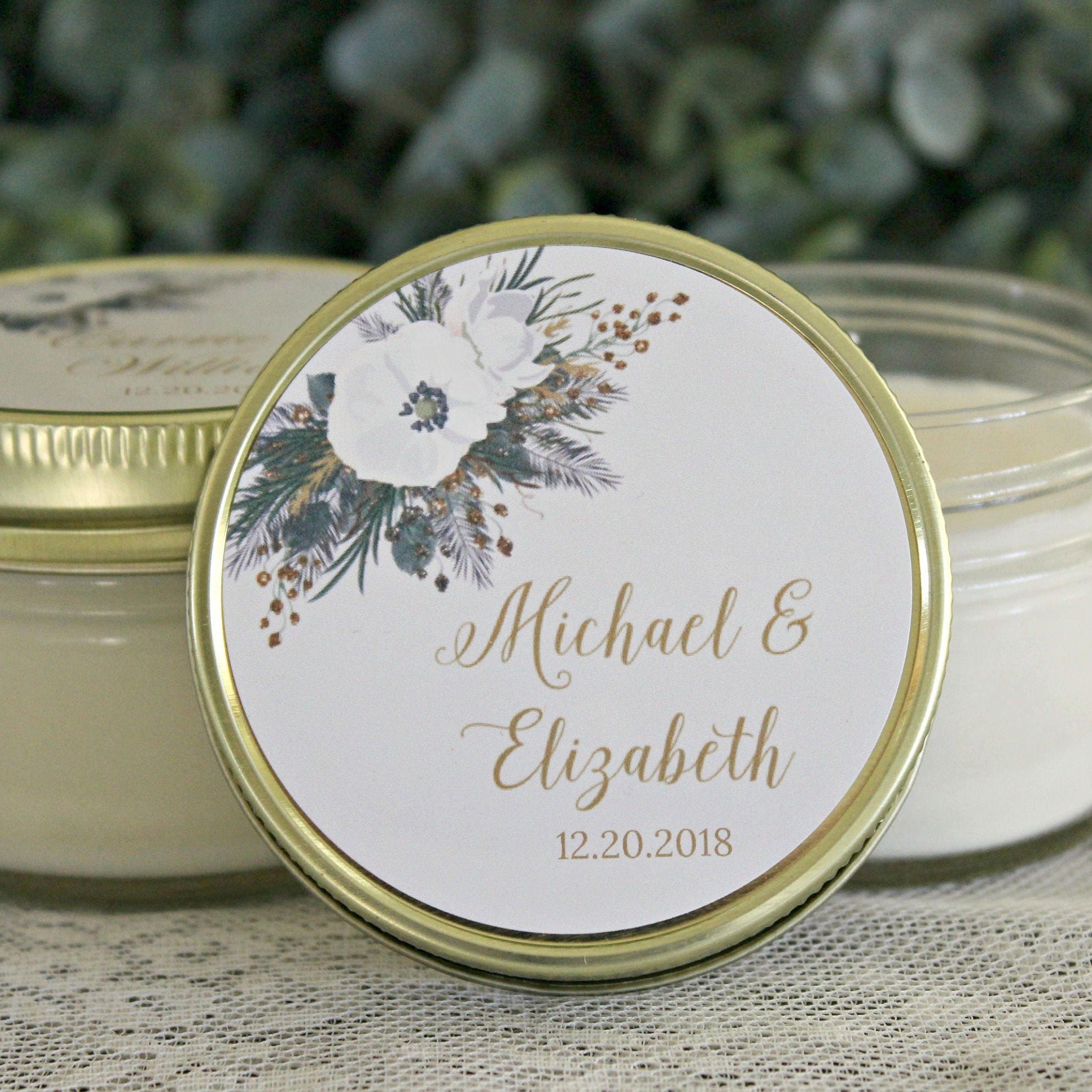 Evergreen & White Floral Favor