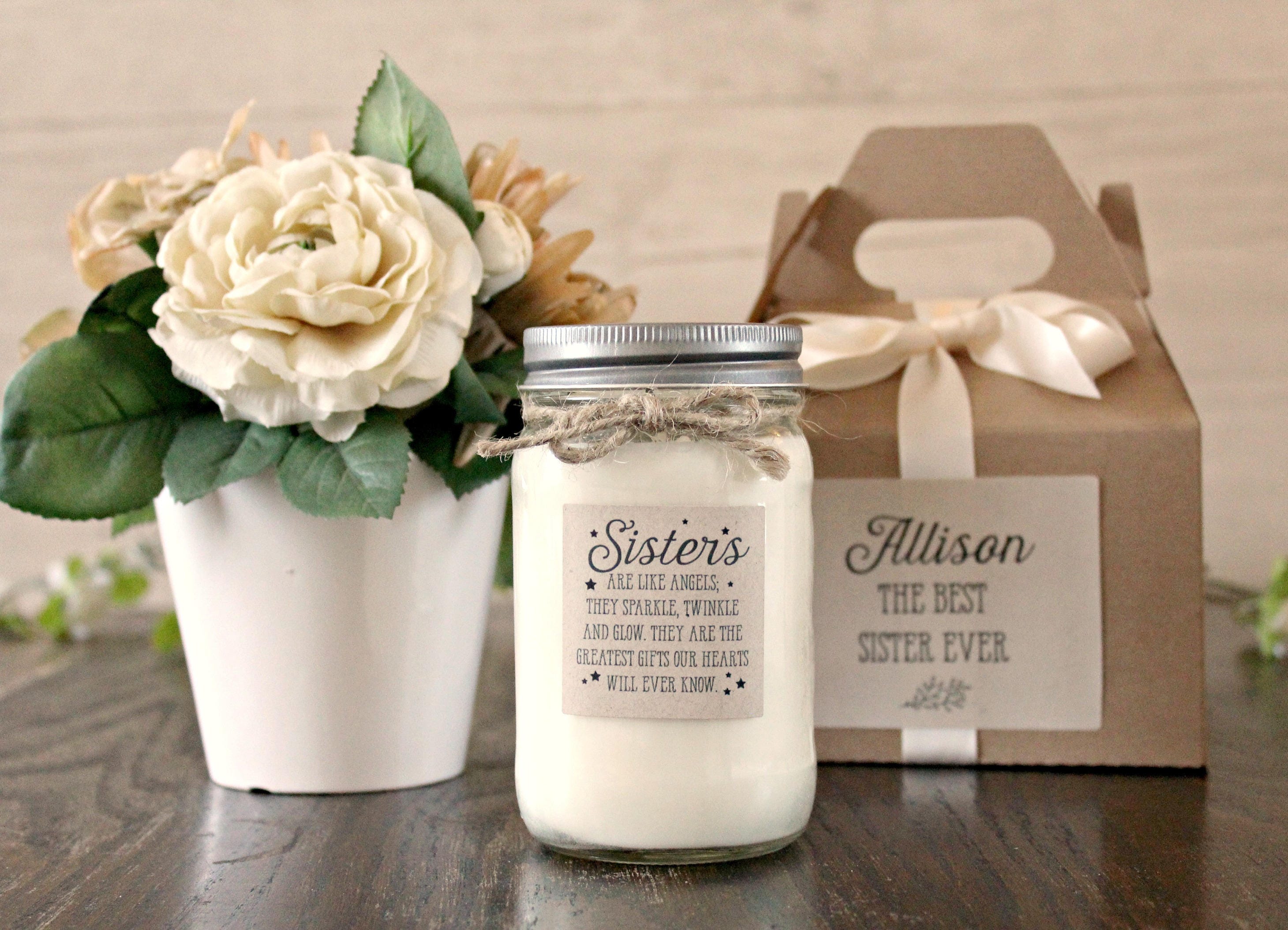 Sister Gift Candle / Personalized Sister Gift / 16 oz Soy Candle / Personalized Gift for her / Sisters are like angels /