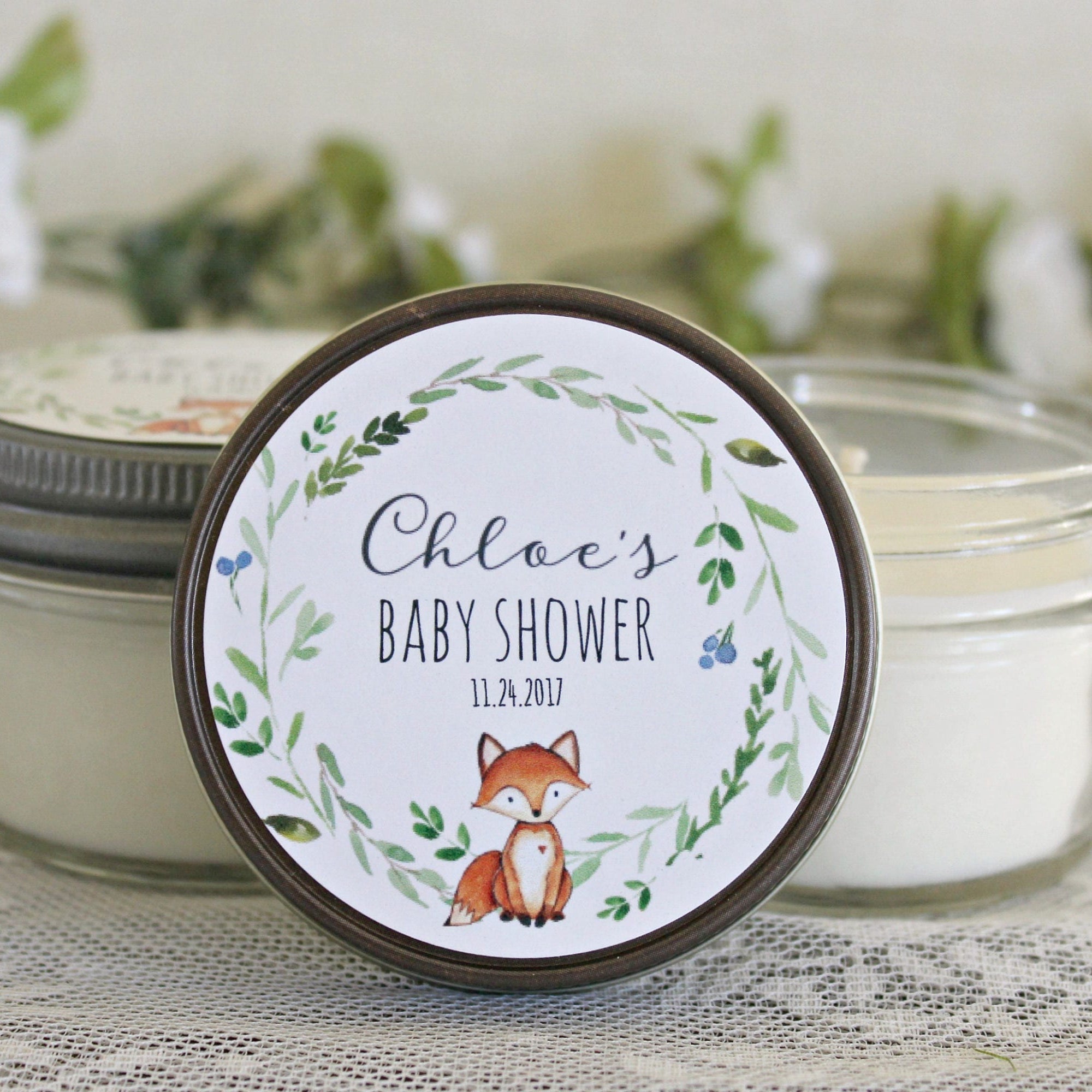 Fox Baby Shower Candle Favor