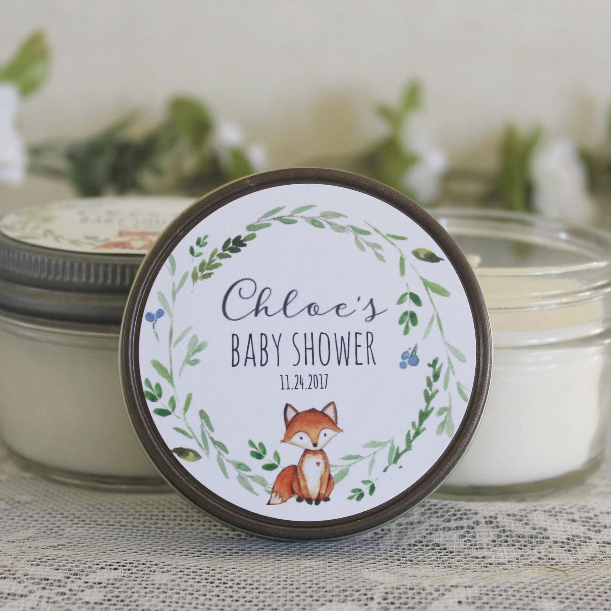 Fox Baby Shower Candle Favor
