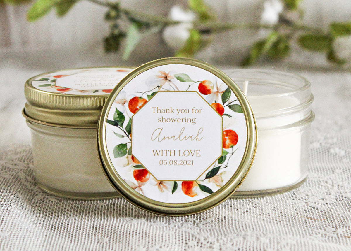 Orange Floral Favor Candles
