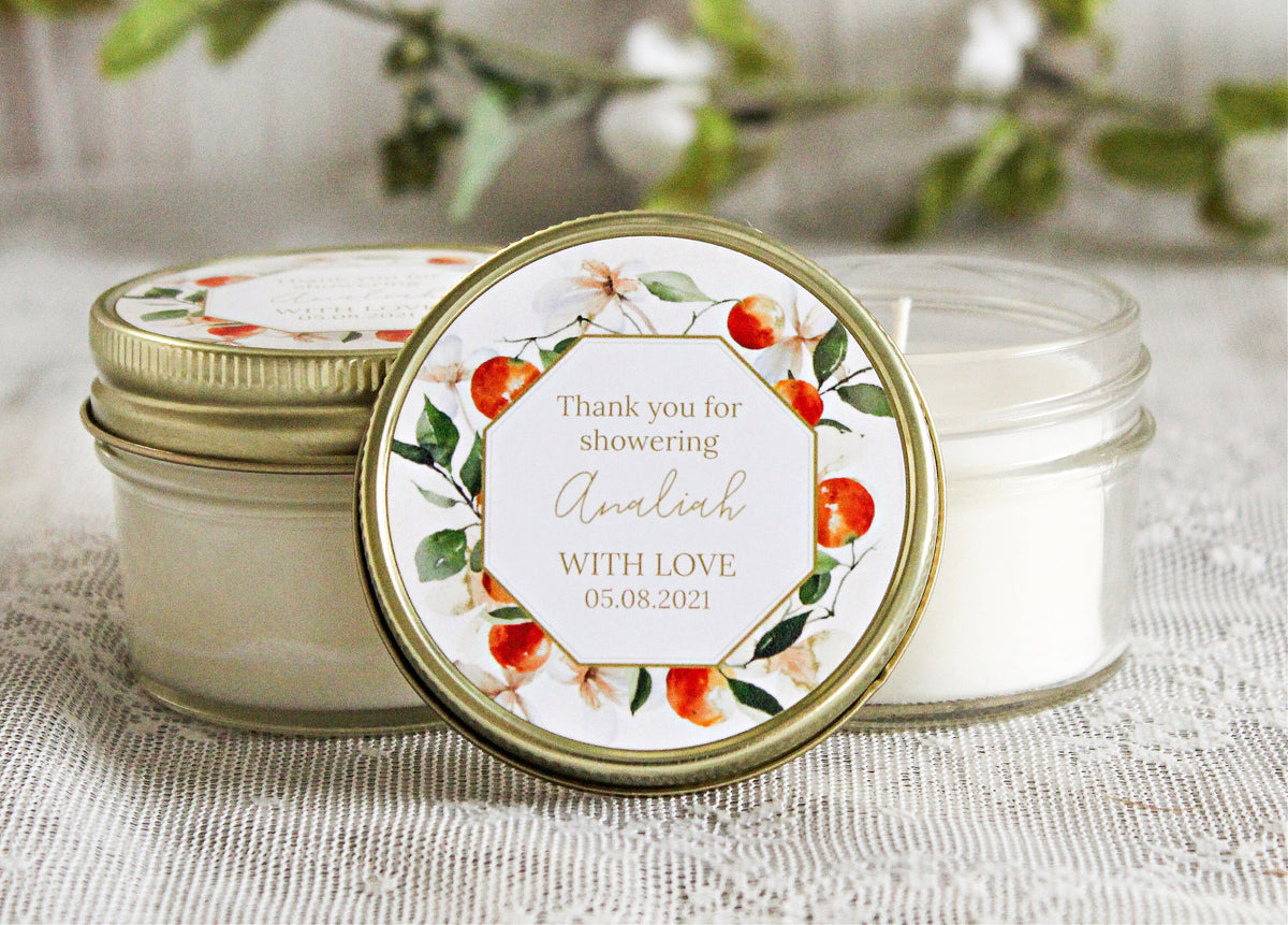 Orange Floral Favor Candles