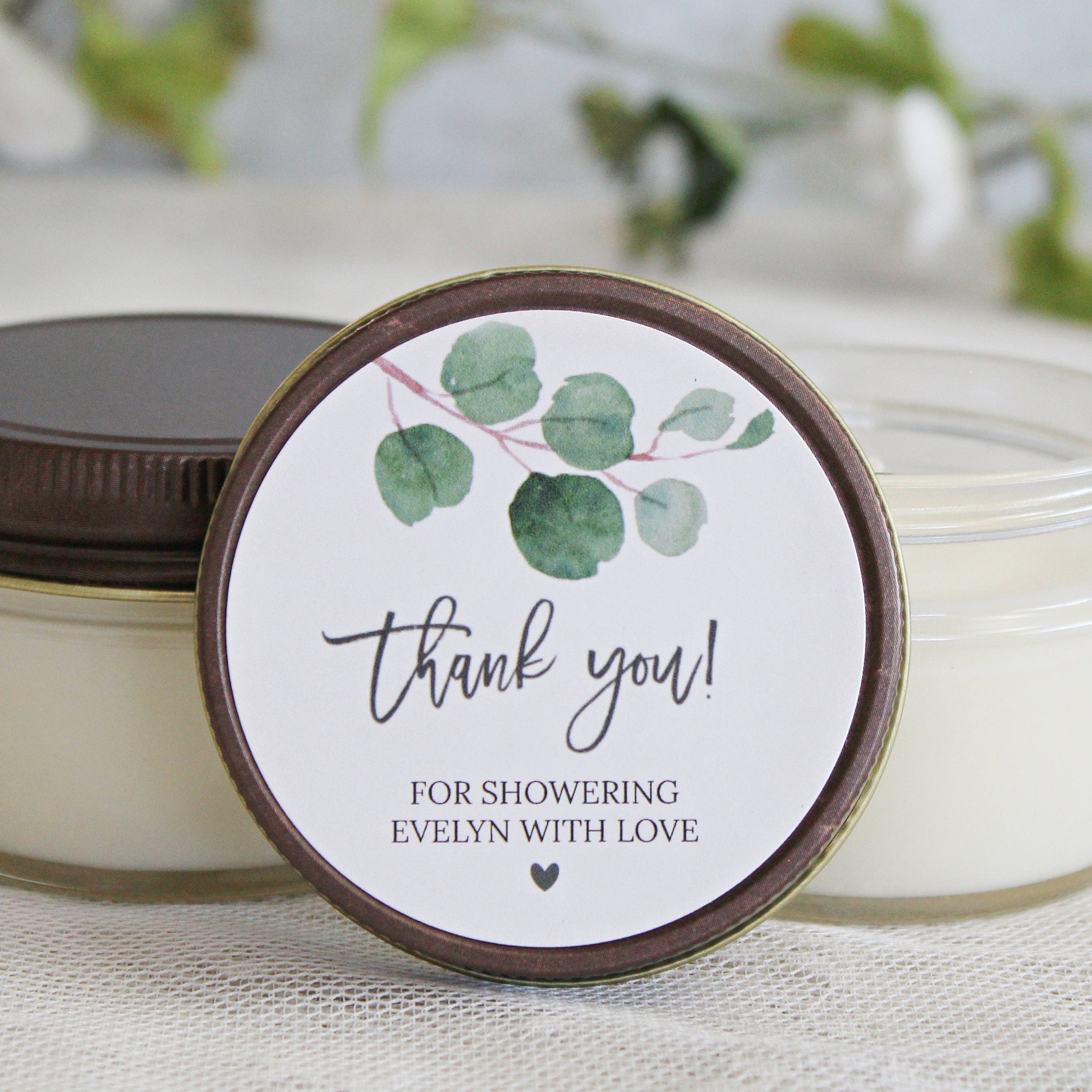 Eucalyptus Bridal Shower Favor Candles