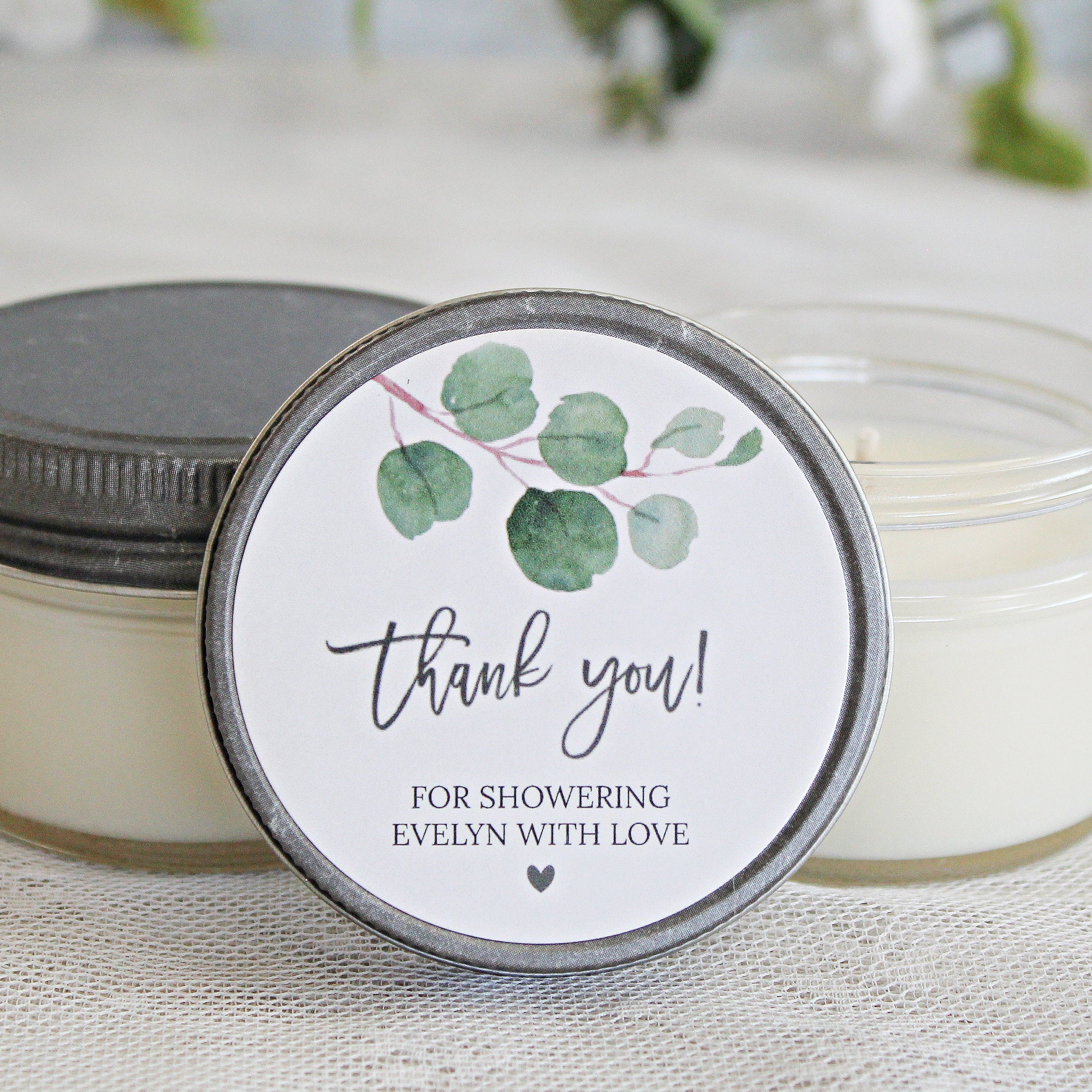 Eucalyptus Bridal Shower Favor Candles