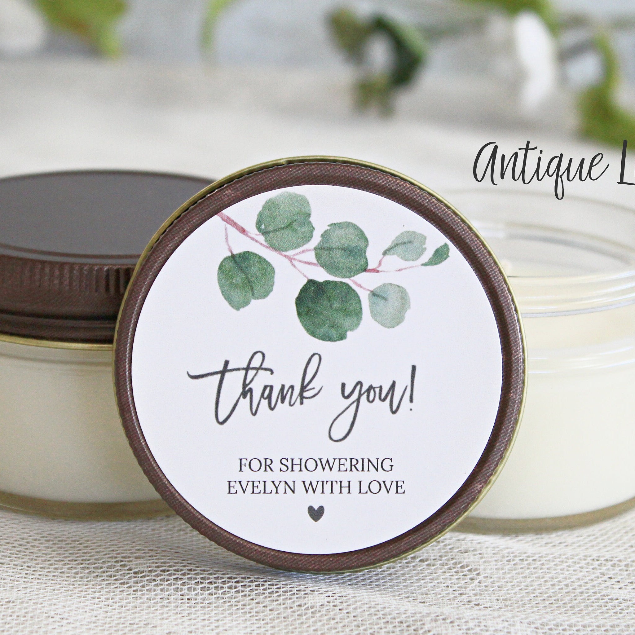Eucalyptus Bridal Shower Favor Candles