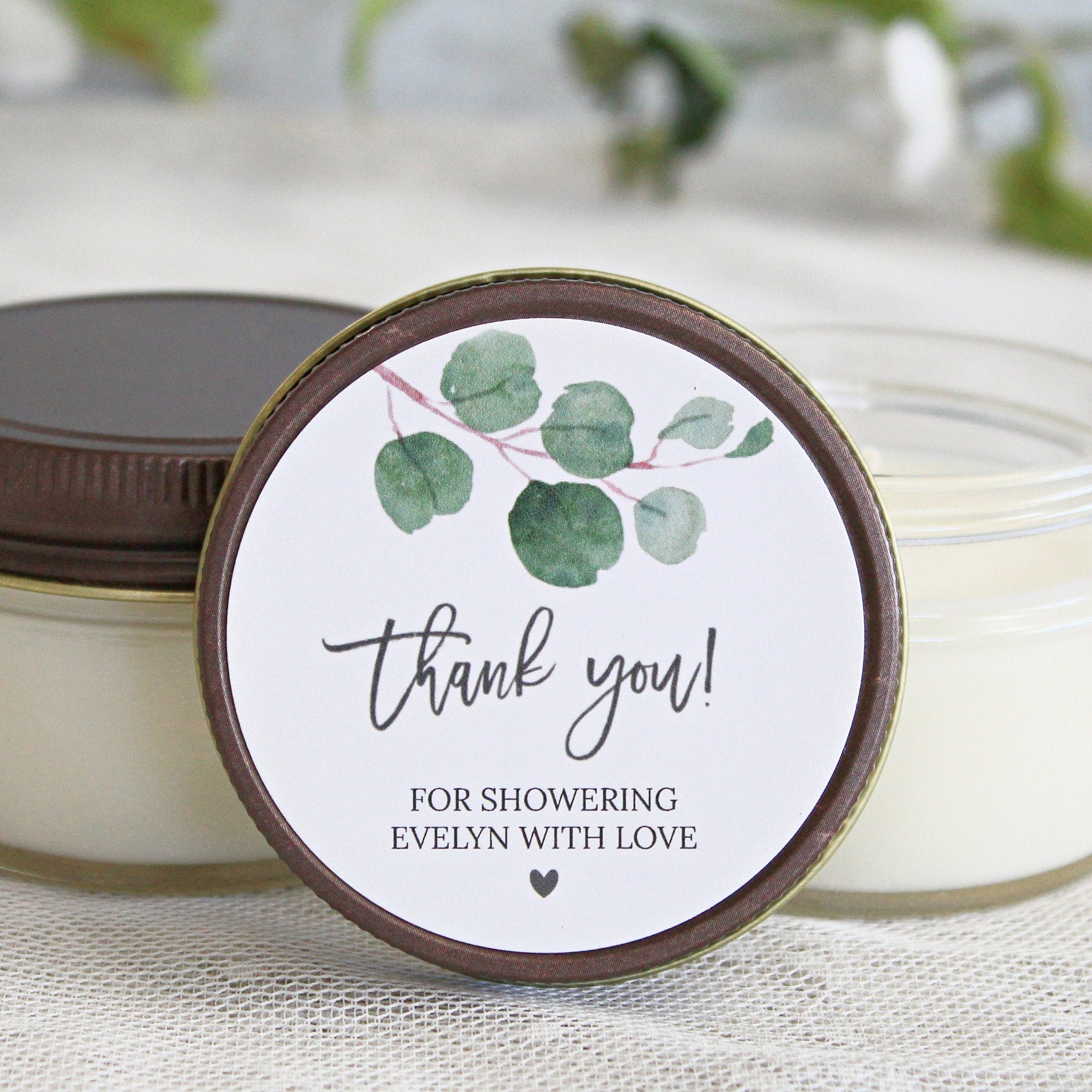 Eucalyptus Bridal Shower Favor Candles