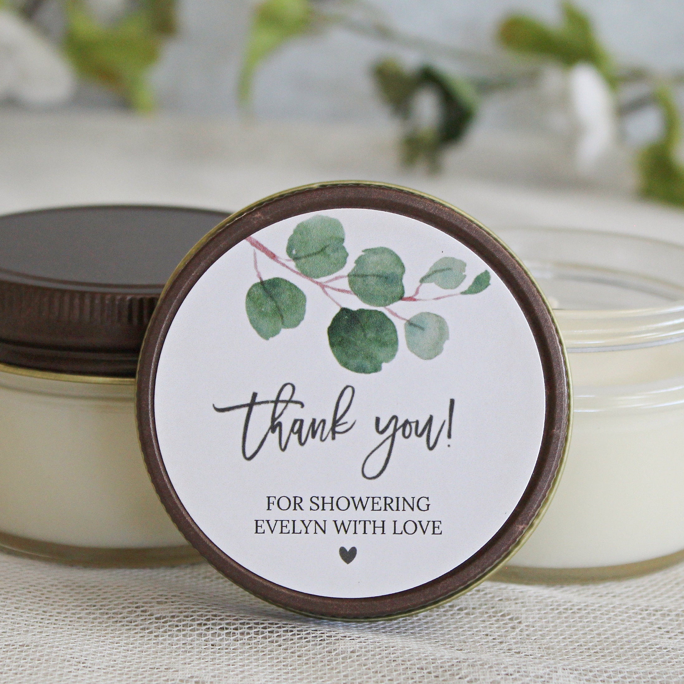 Eucalyptus Bridal Shower Favor Candles