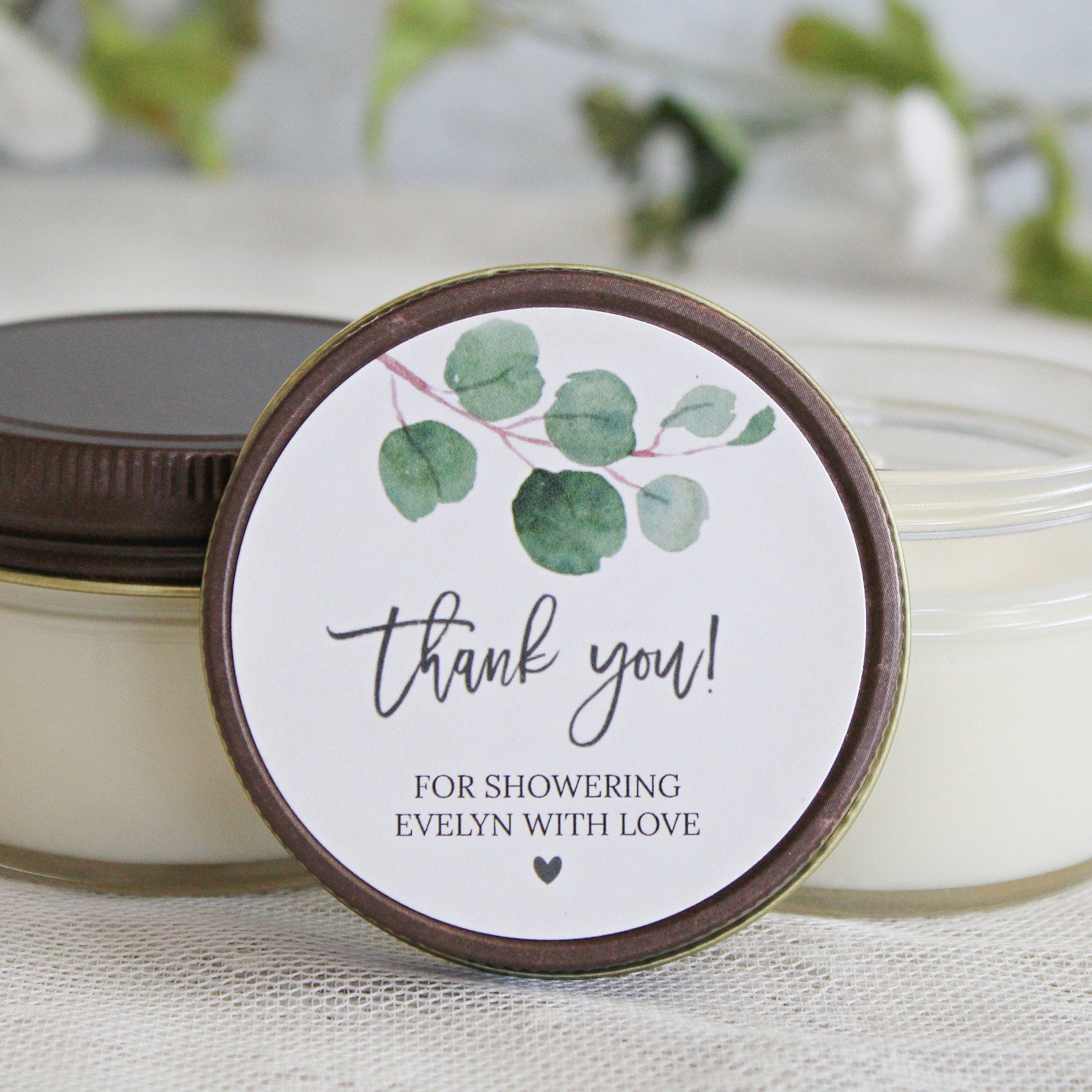 Eucalyptus Bridal Shower Favor Candles