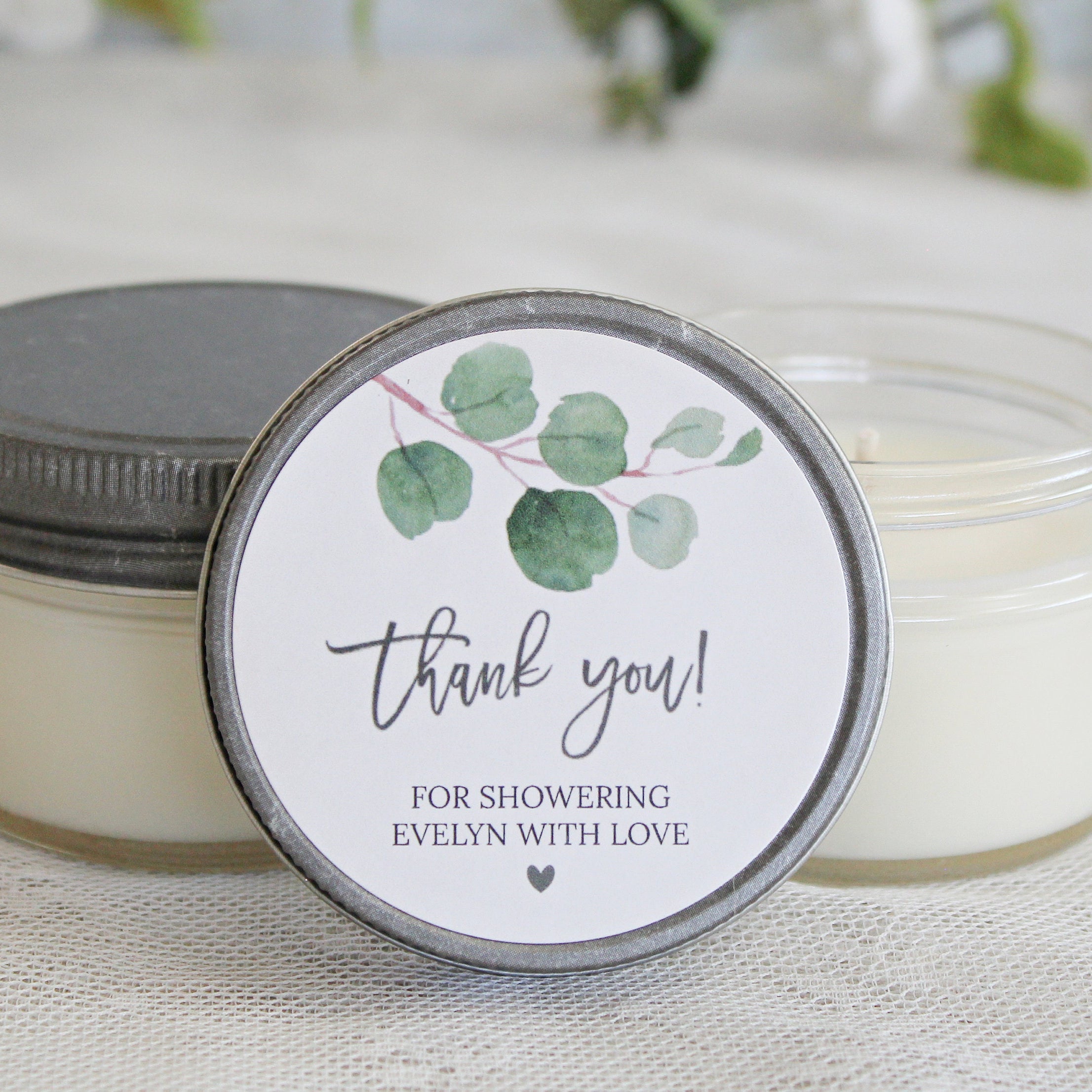 Eucalyptus Bridal Shower Favor Candles