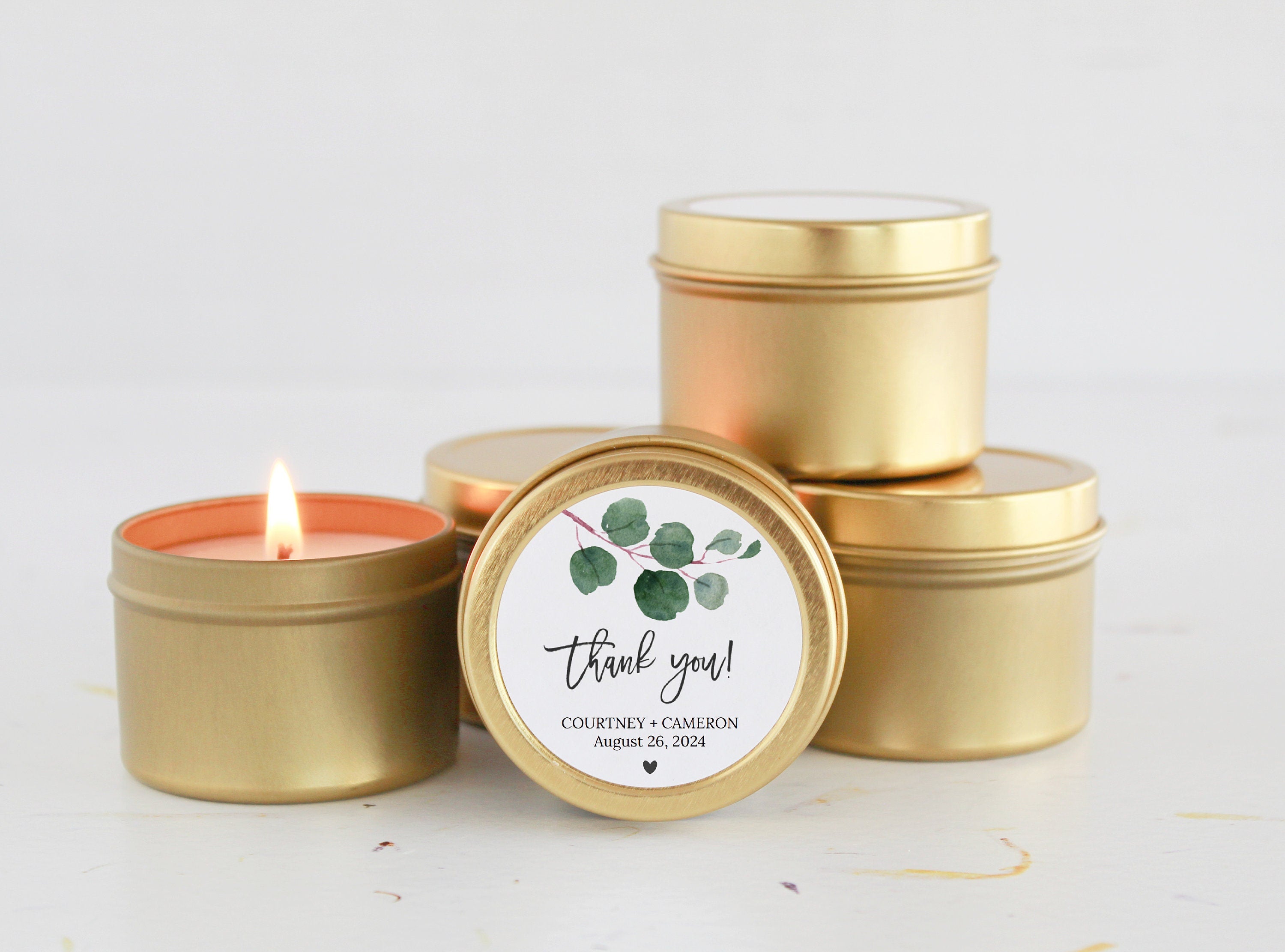 Set of 10 Candle Tin Favors - Greenery