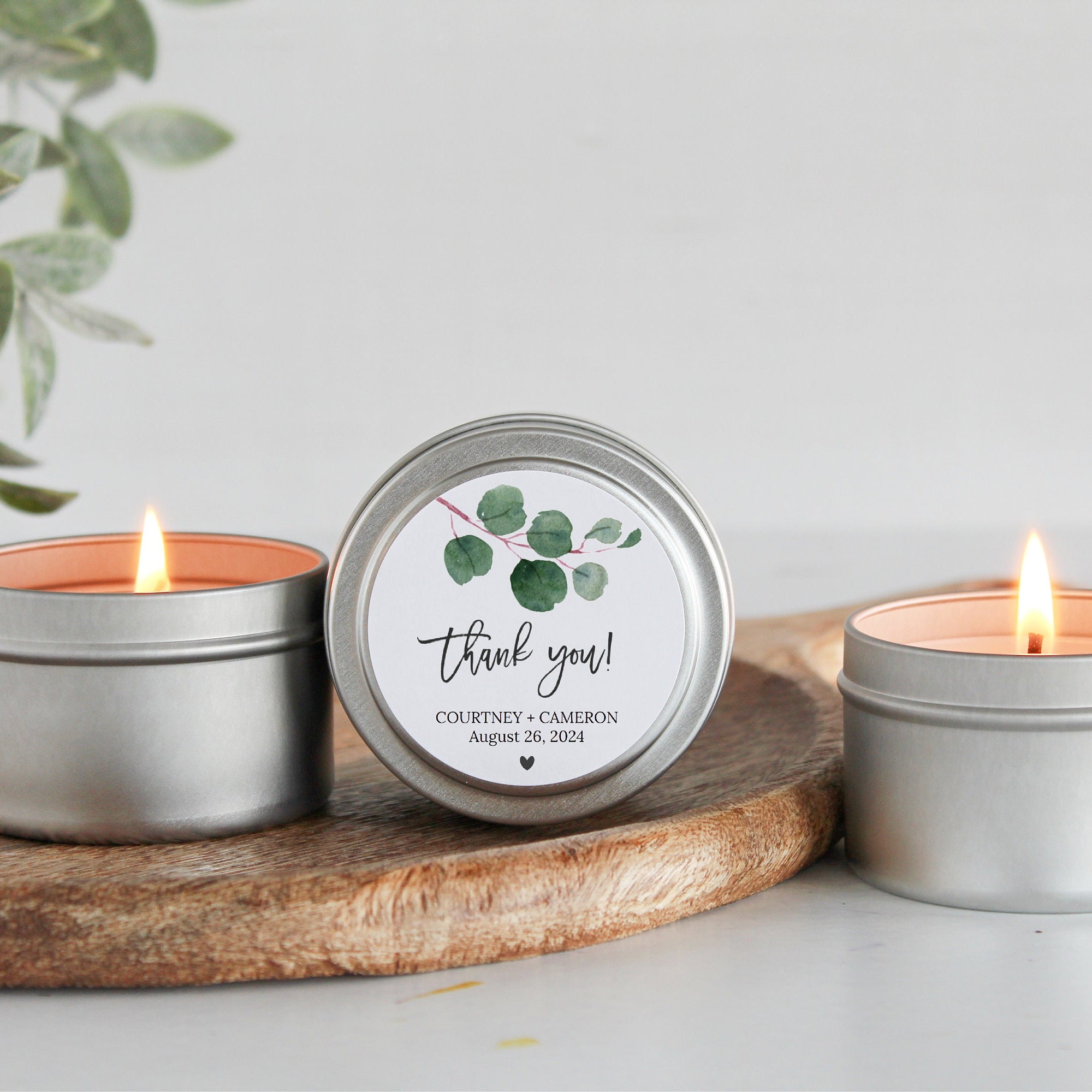 Set of 10 Candle Tin Favors - Greenery