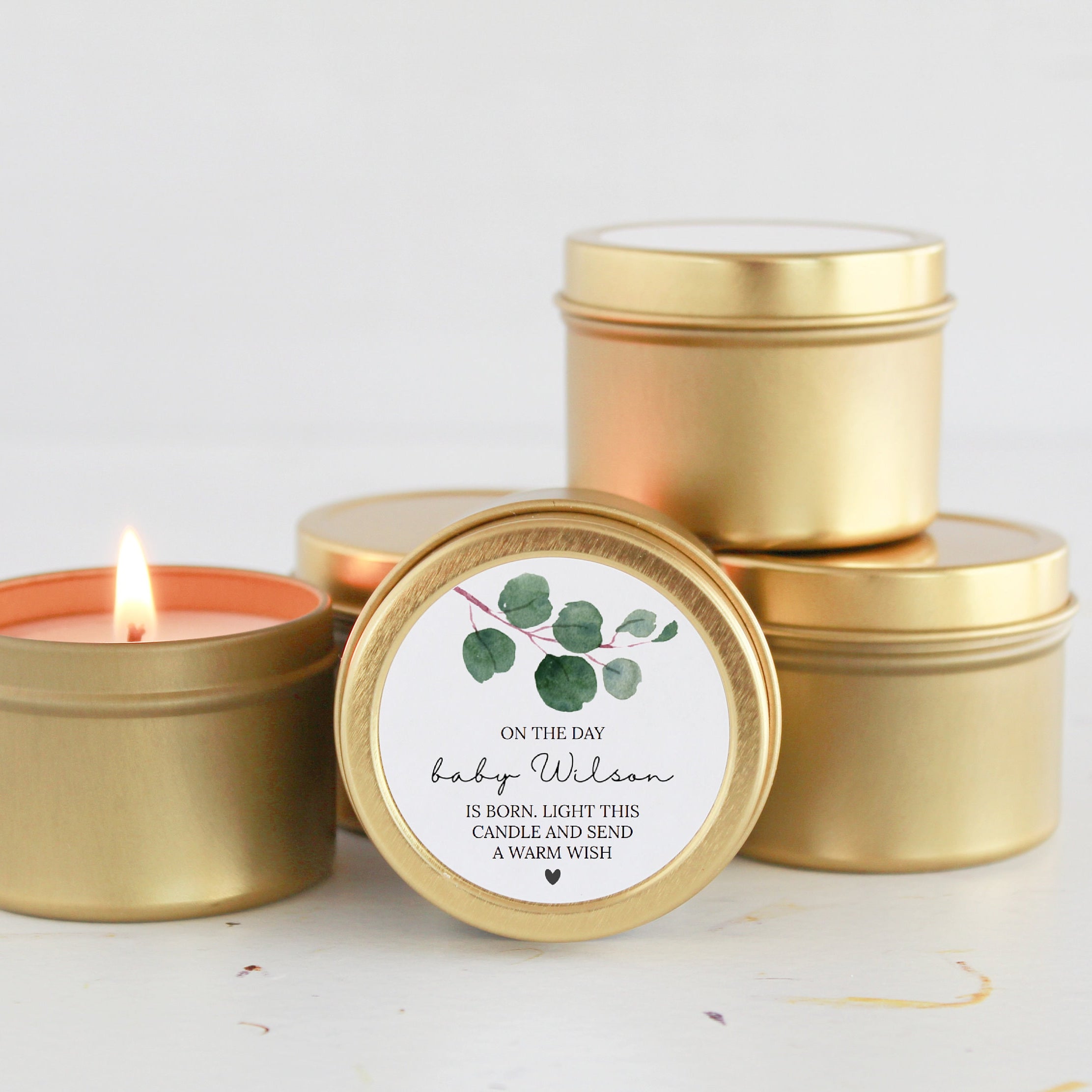 Eucalyptus Baby Shower Tins - Set of 10