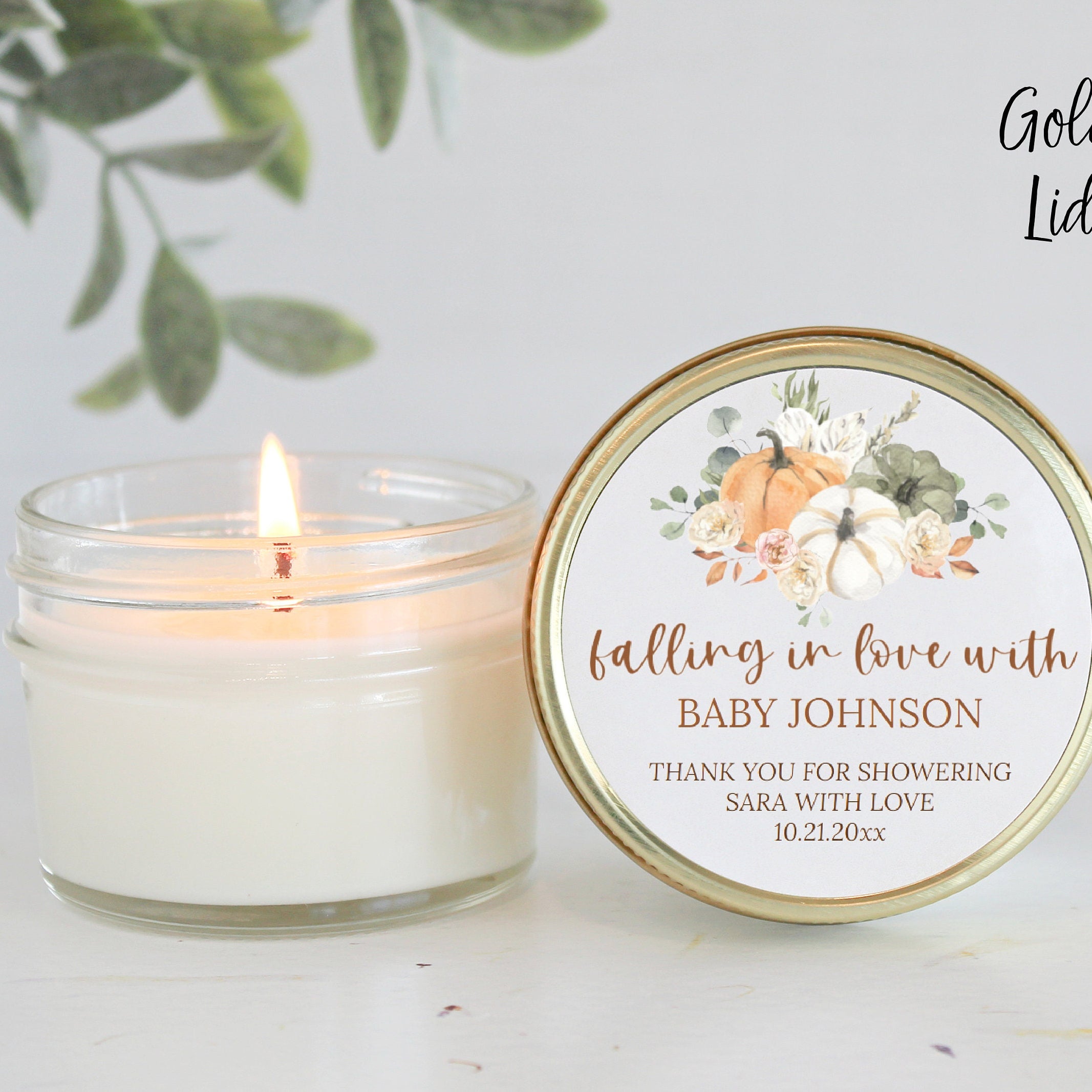 Pumpkin Baby Shower Candle Favors