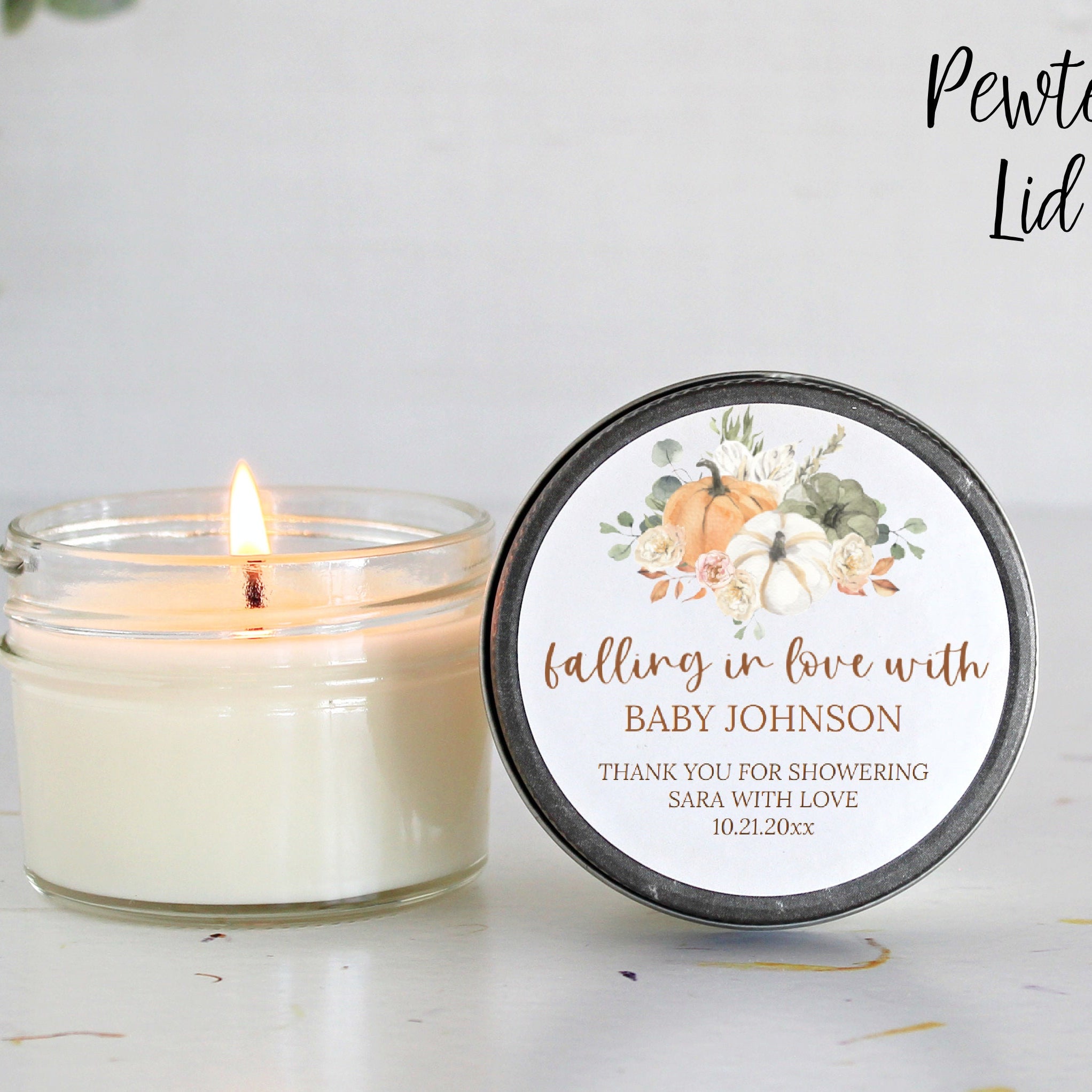 Pumpkin Baby Shower Candle Favors