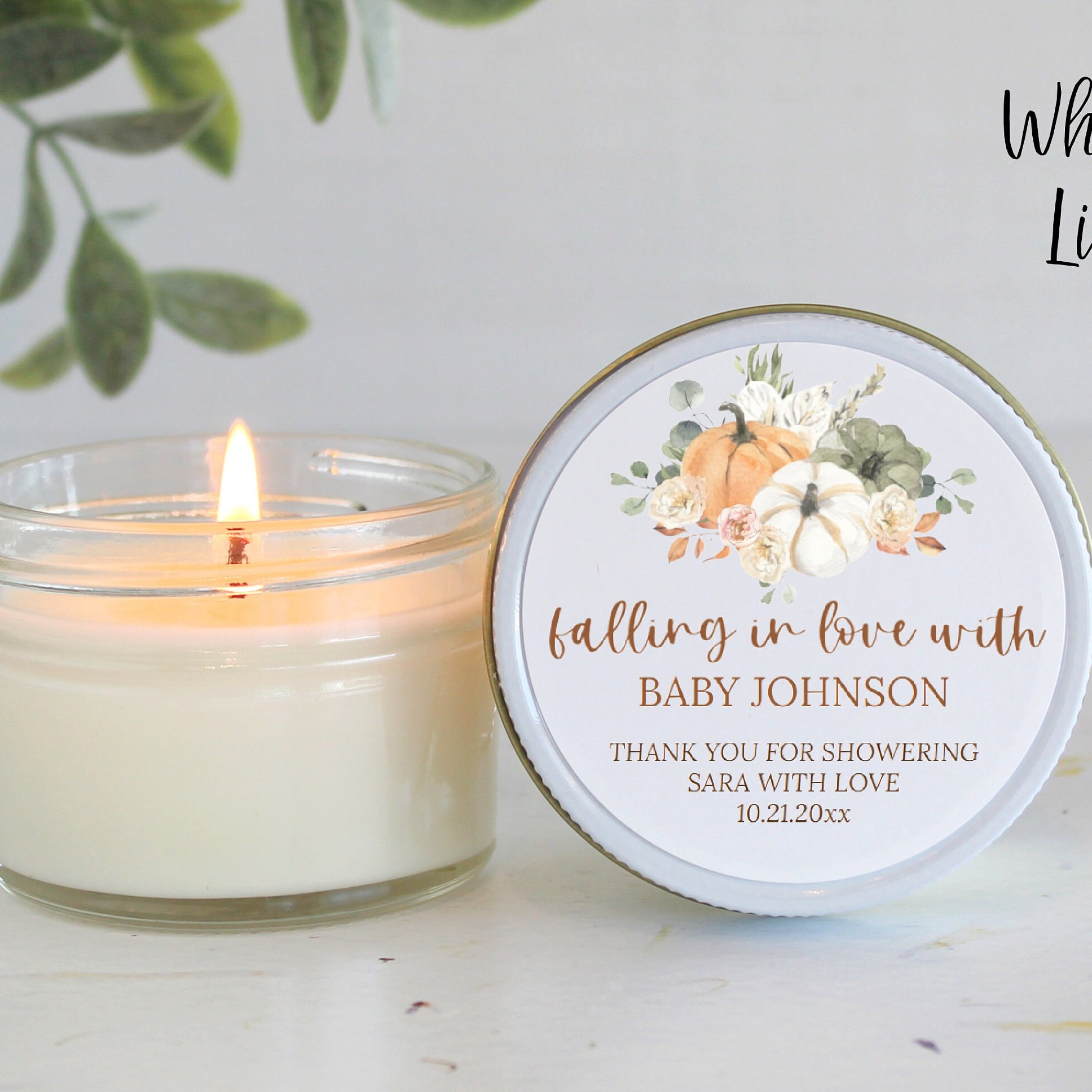 Pumpkin Baby Shower Candle Favors