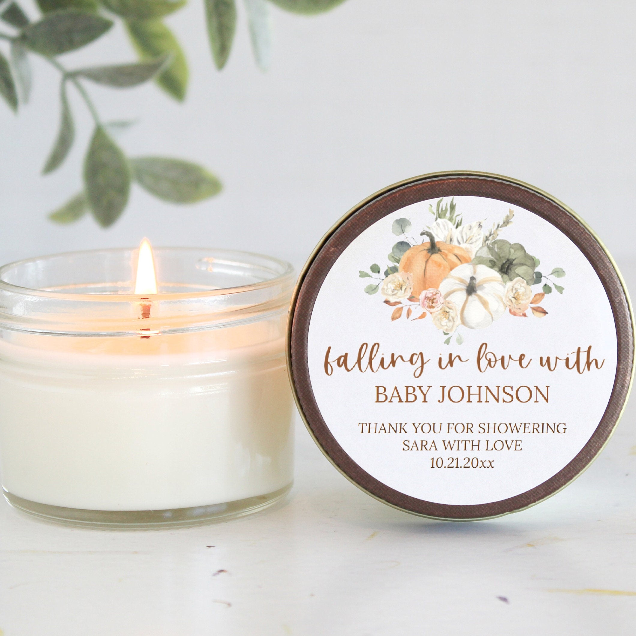 Pumpkin Baby Shower Candle Favors