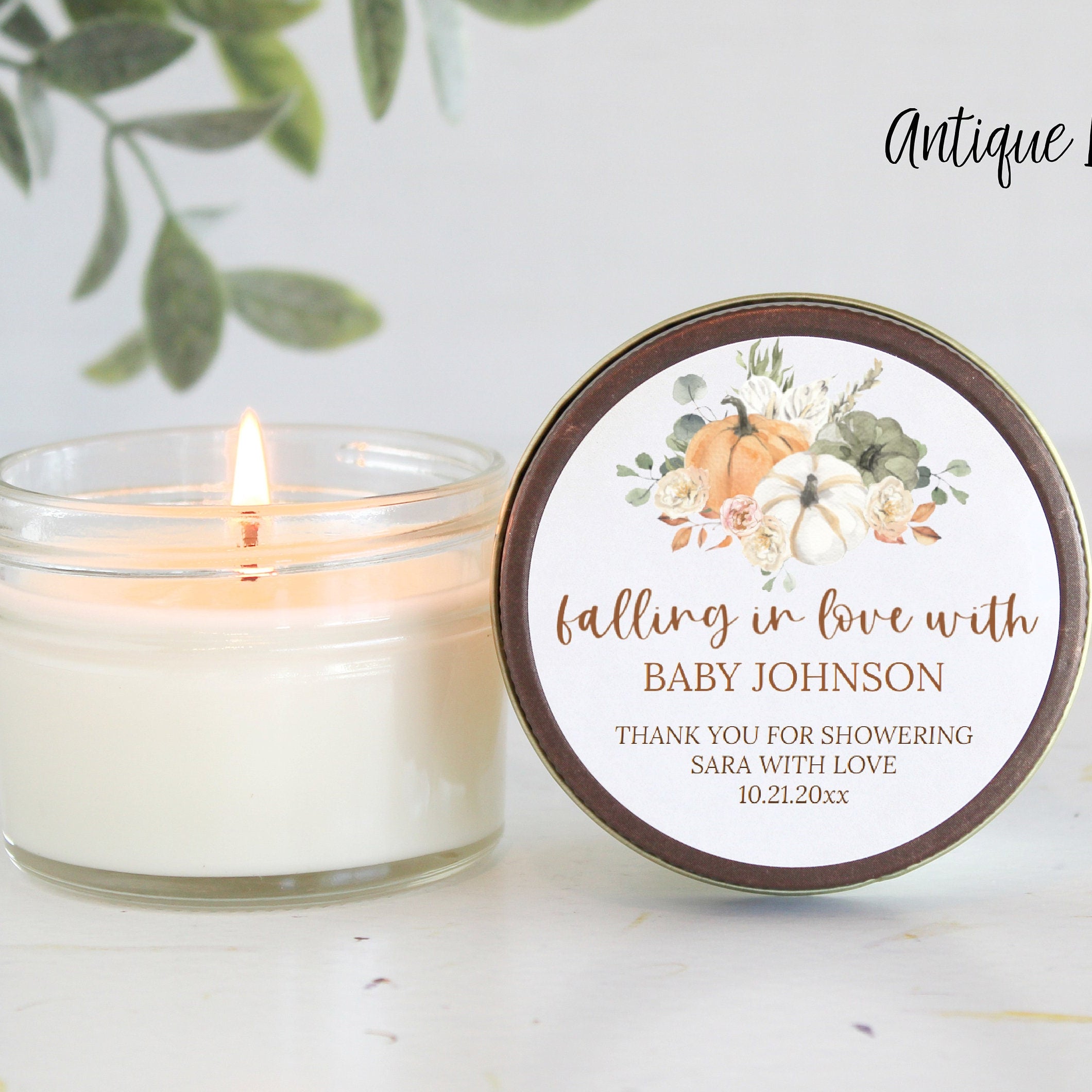 Pumpkin Baby Shower Candle Favors