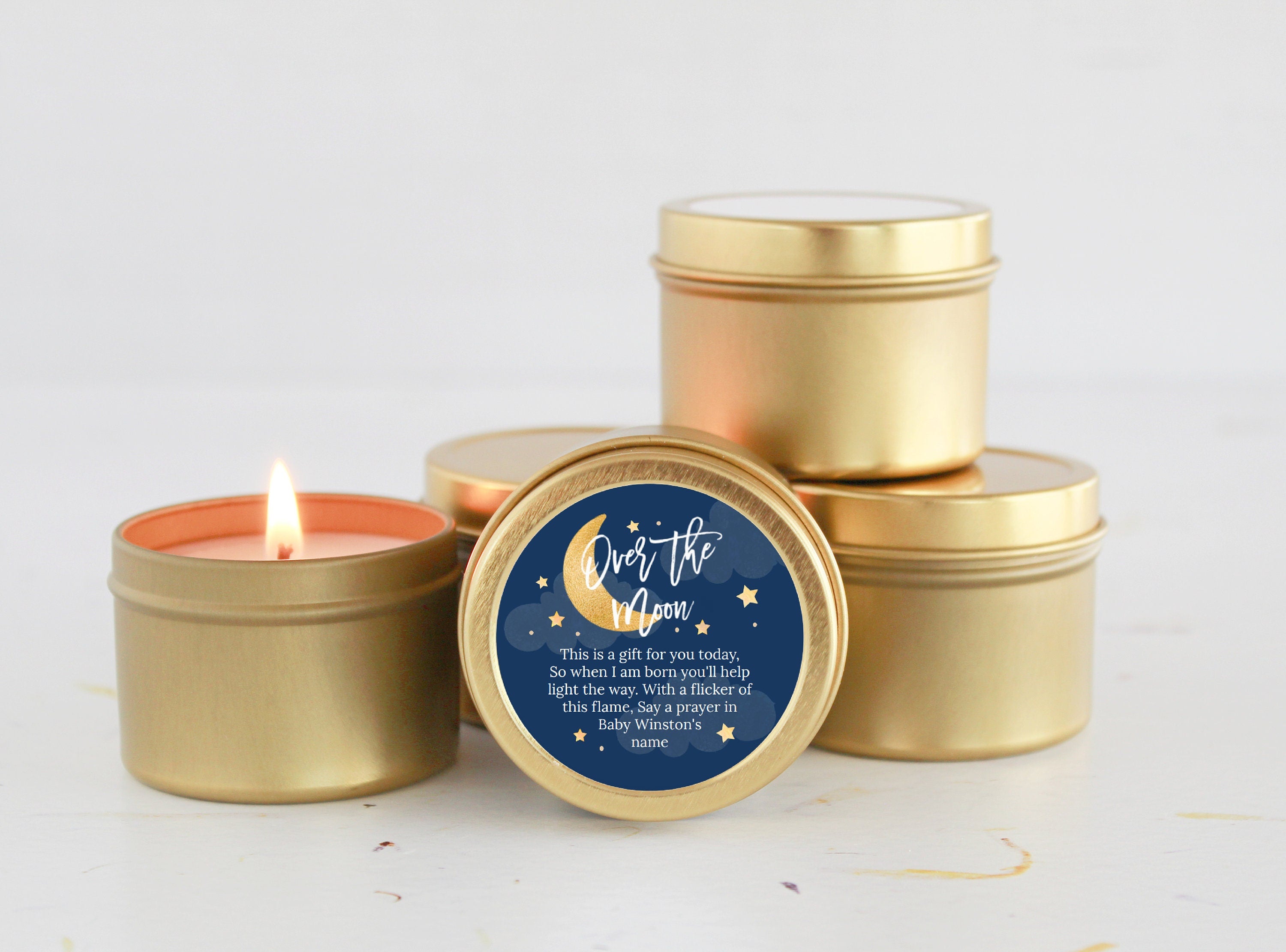 Over the Moon Baby Shower Tins - Set of 10